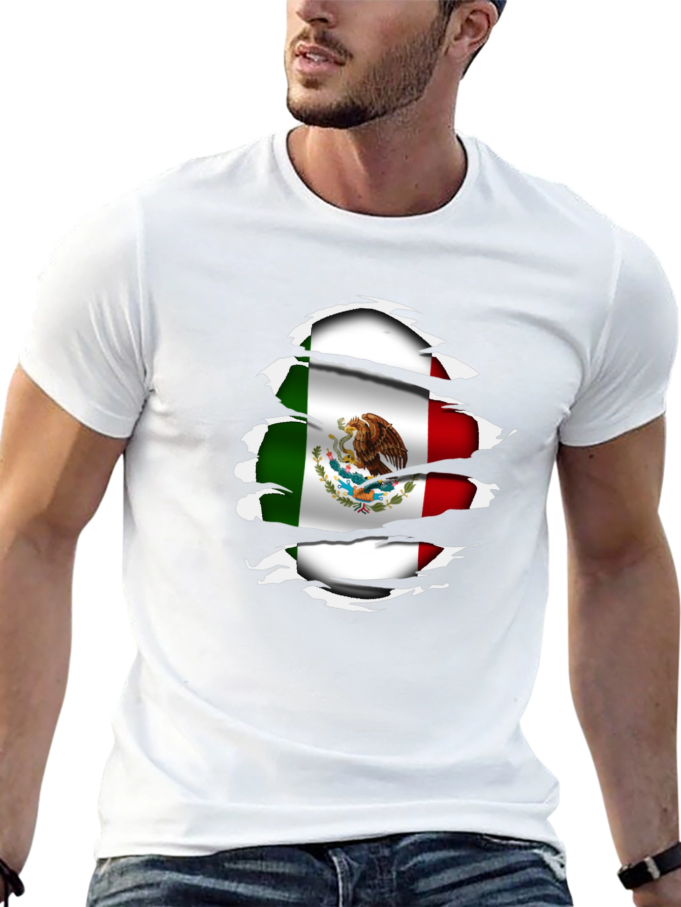Mexico Flag Ripped Shirt - Stylish Patriotic Tee - 13