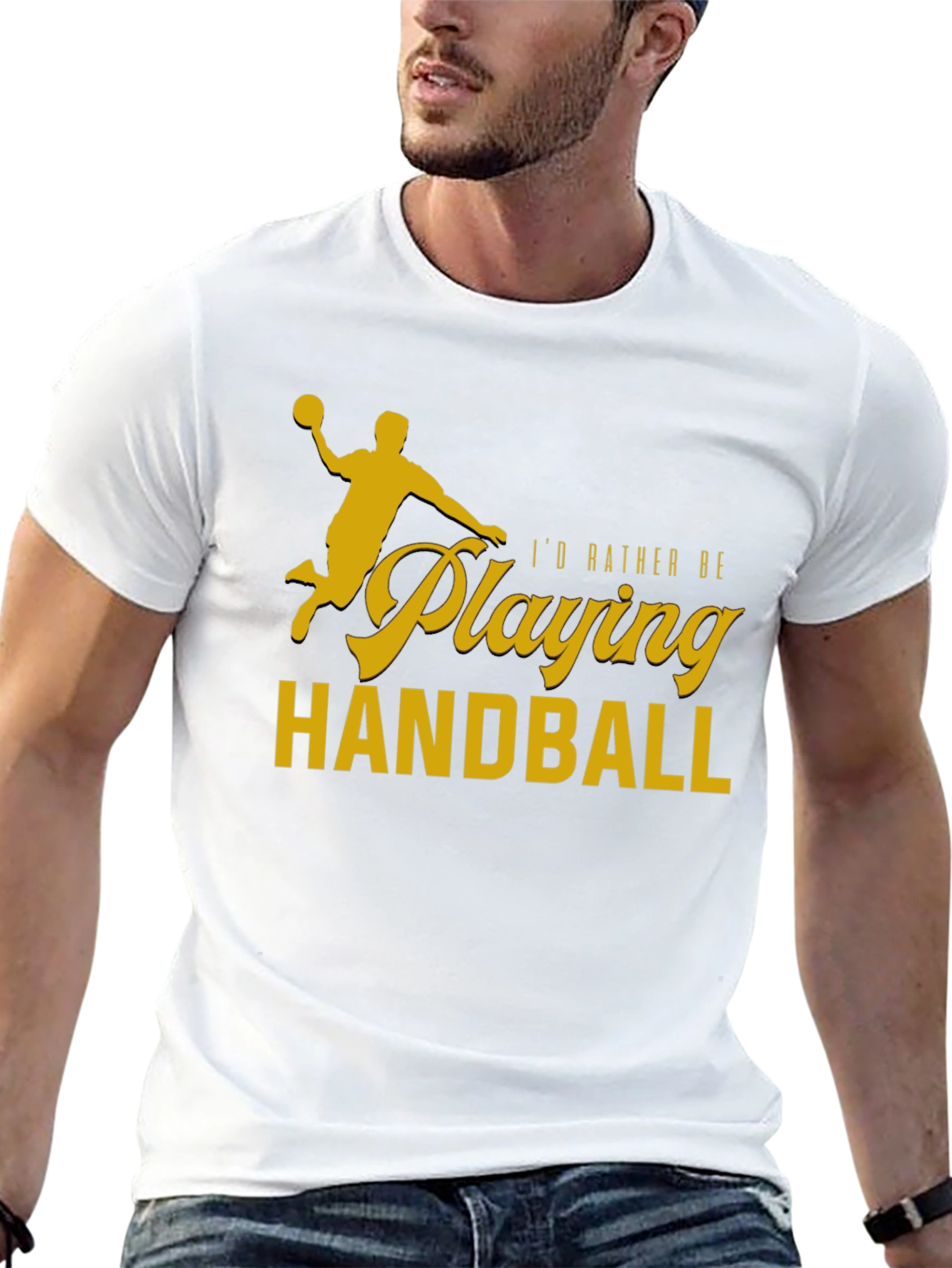 Black Handball Player T-Shirt - "I'd Rather Be Playing Handball" view 13