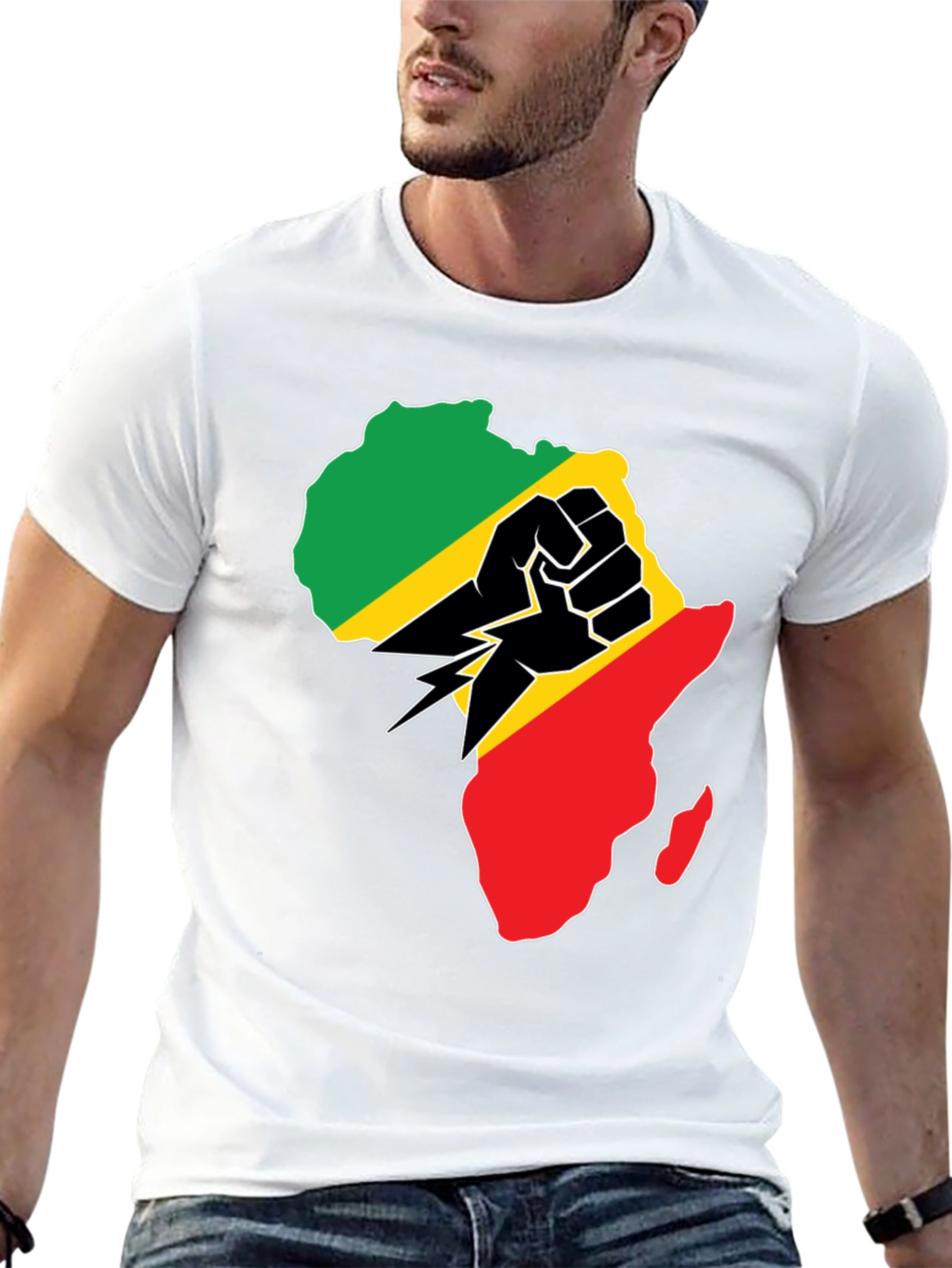 Black African Continent Graphic Black T-Shirt view 13
