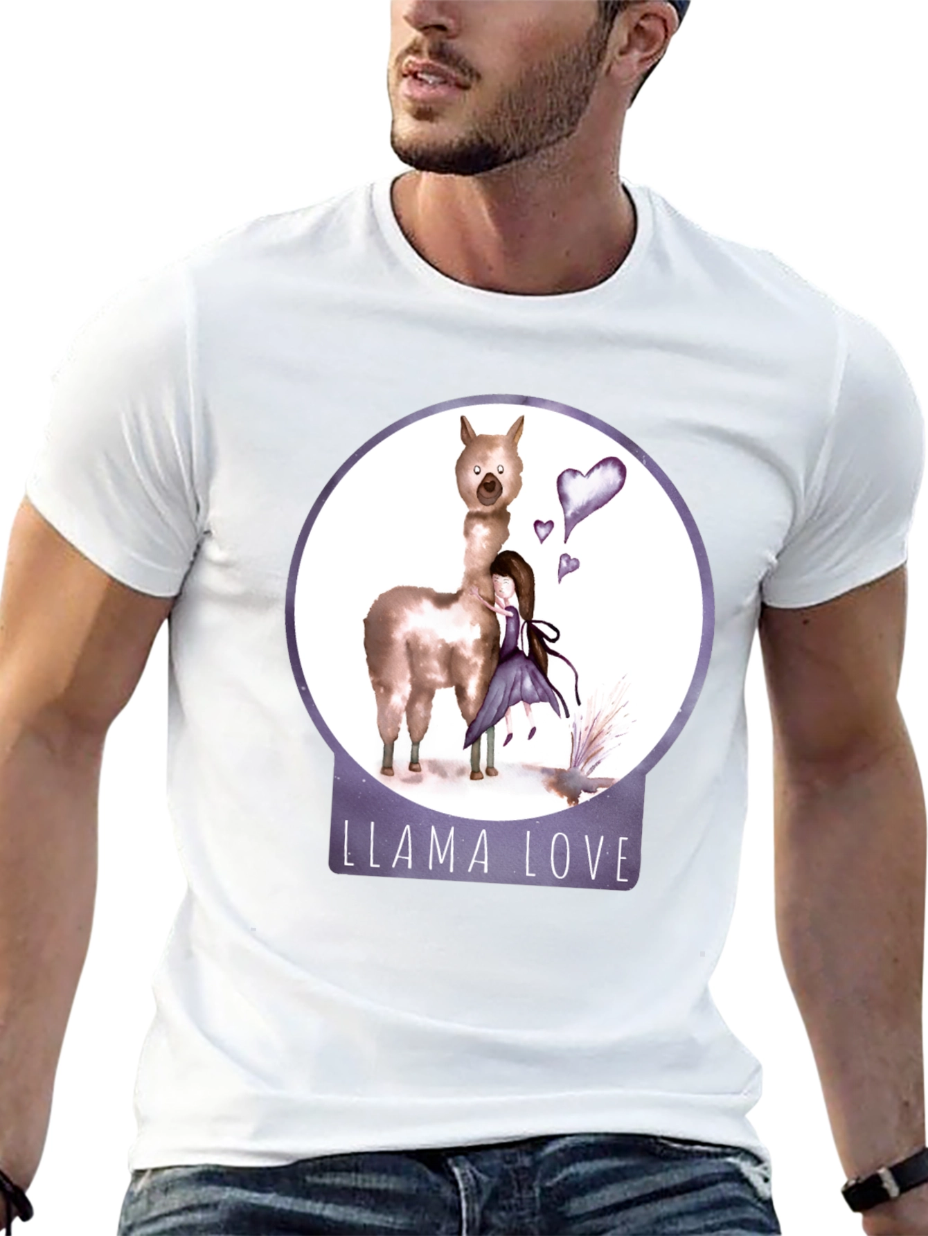 Black Llama Love Graphic T-Shirt, Cute Animal Tee view 13