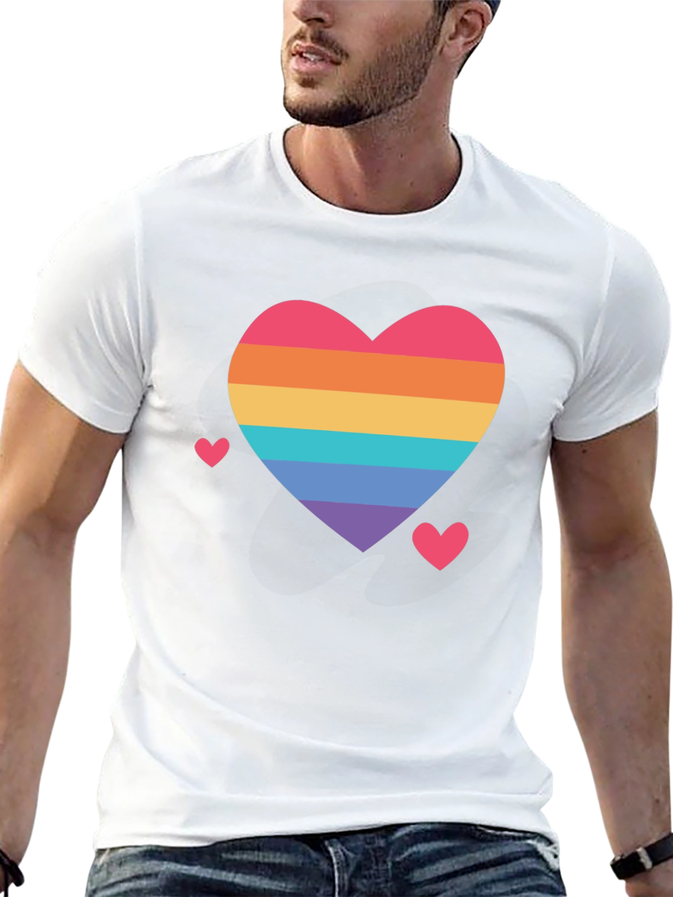 Black Rainbow Heart Pride T-Shirt - Soft Cotton Comfort view 13