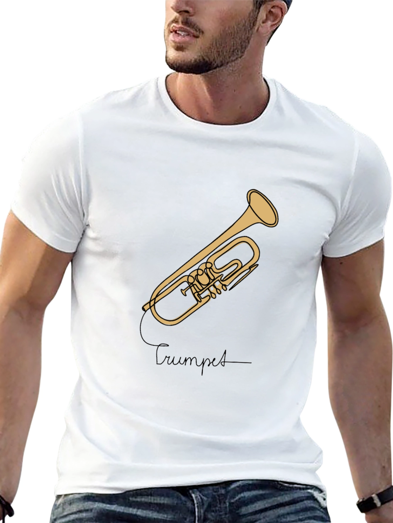 Black Trumpet Graphic Tee - Musician's Style Black T-Shirt view 13