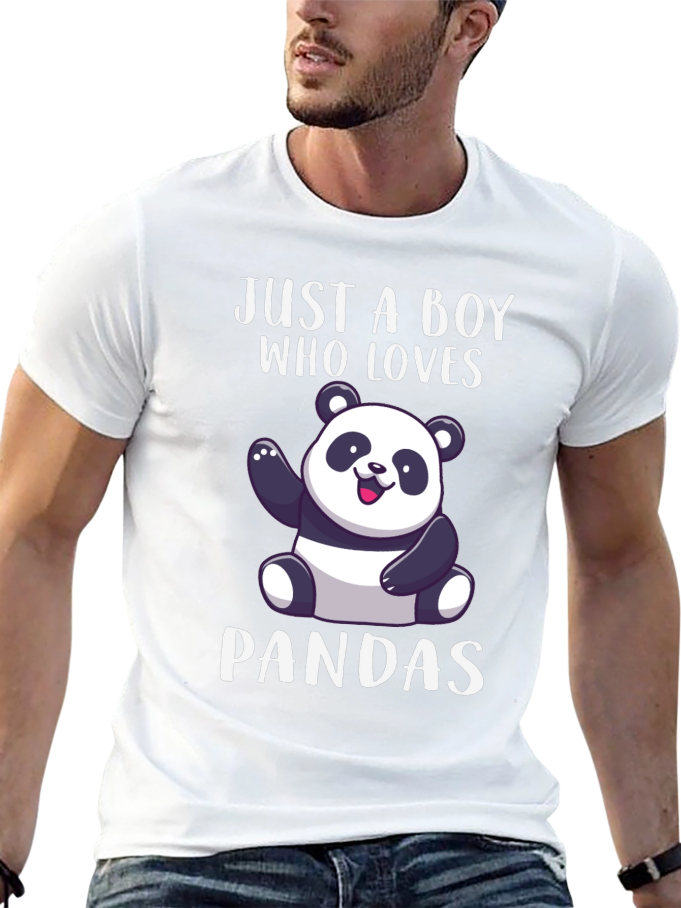 Black Just a Boy Who Loves Pandas T-Shirt view 13
