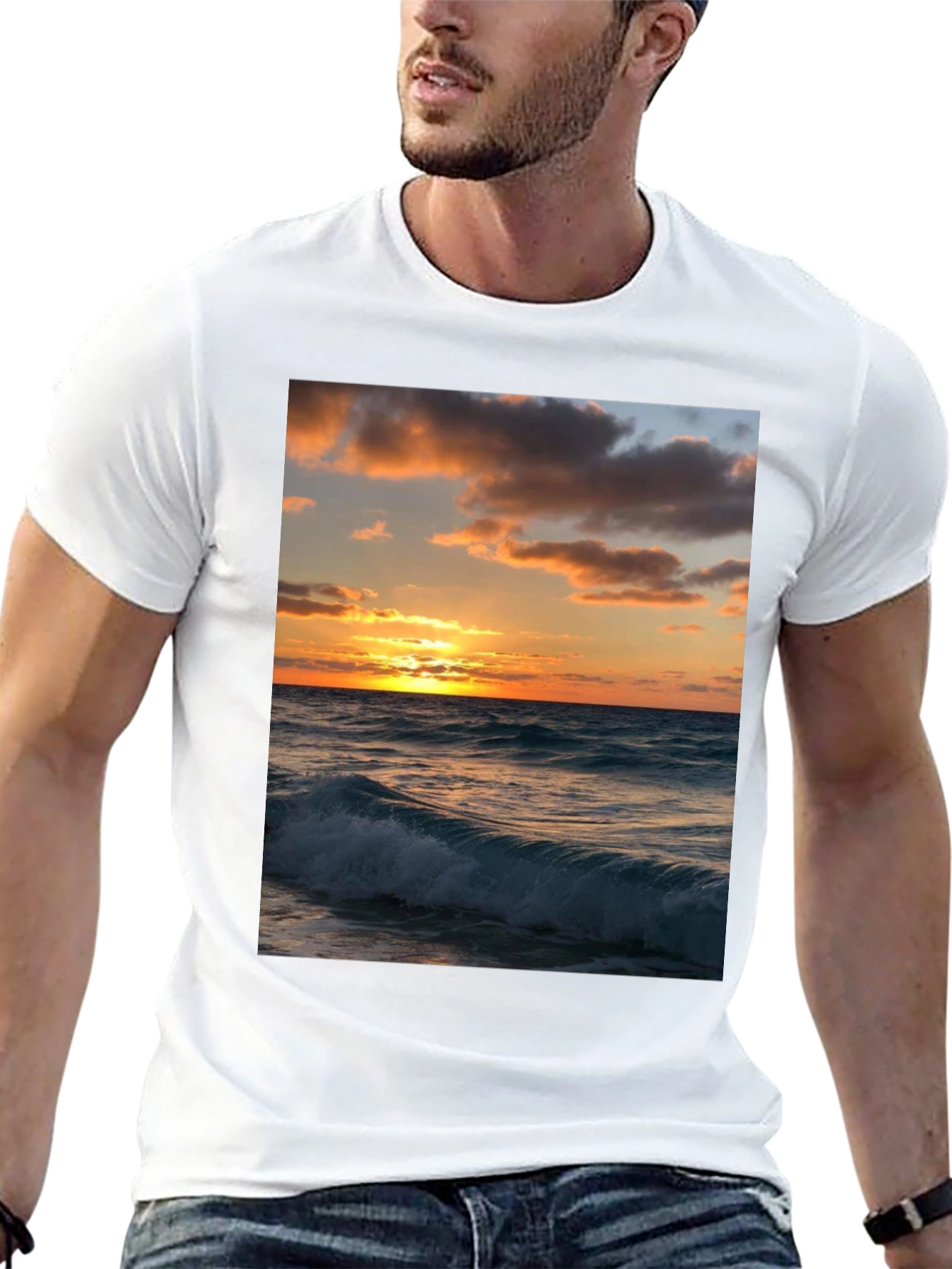 Black Sunset Wave Graphic Tee - Black view 13