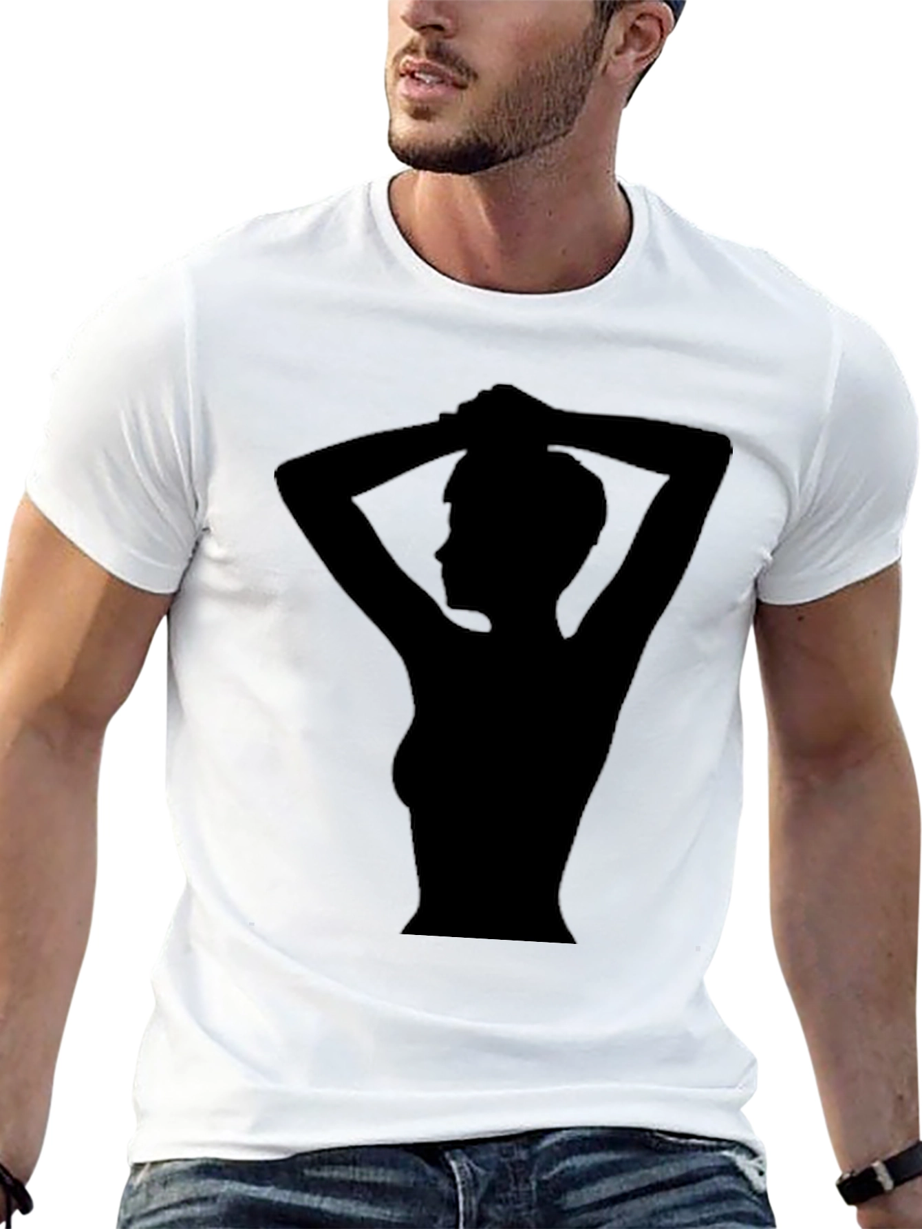 Black Silhouette Graphic Tee - Stylish Black T-Shirt view 13