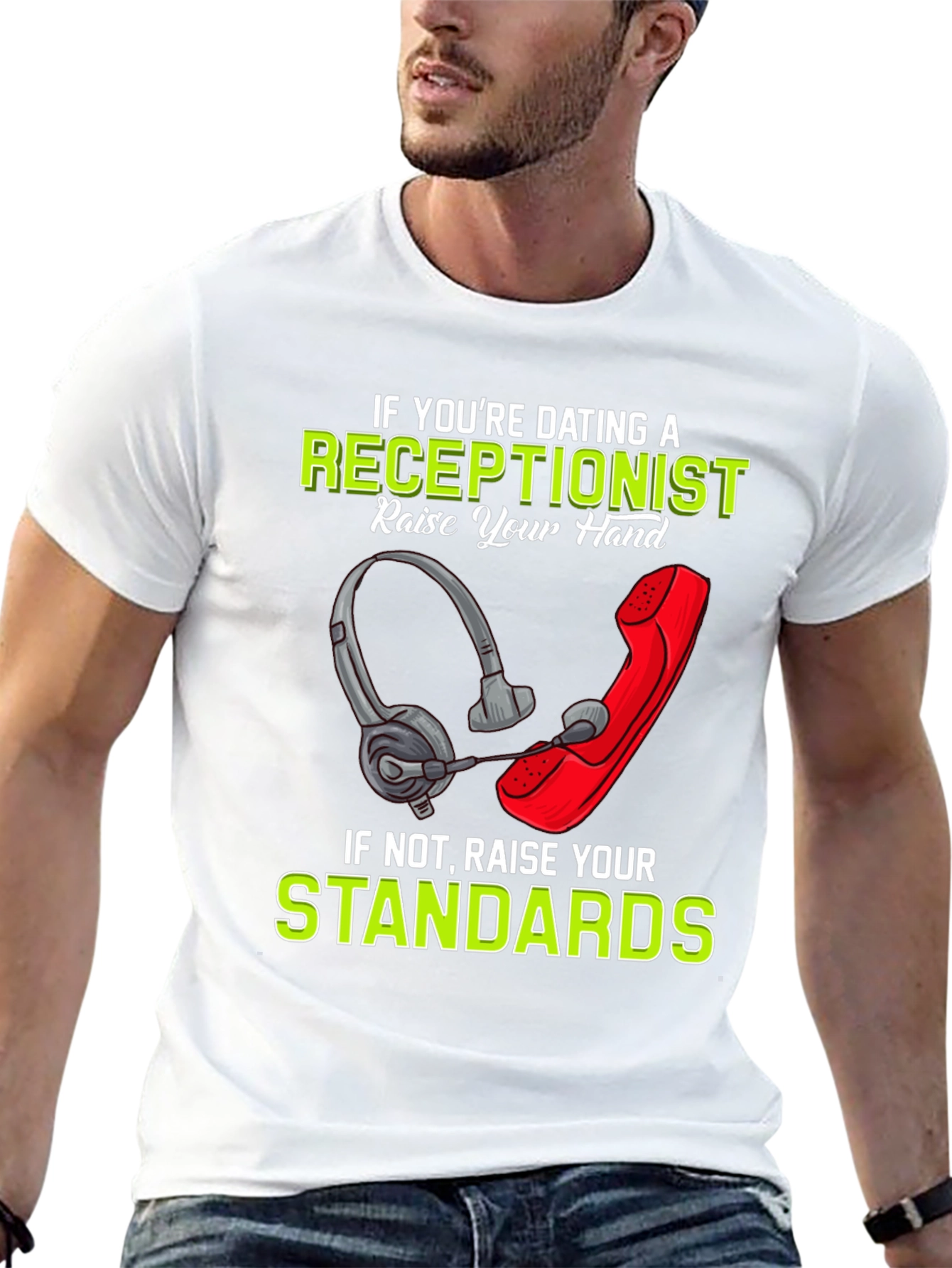Black Receptionist Humor T-Shirt: Dating Standards Graphic Tee view 13