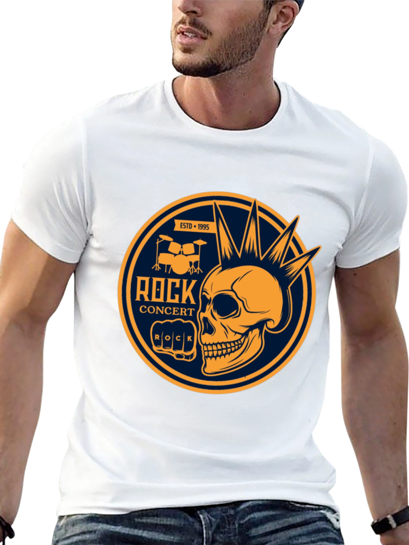 Black Rock Concert Skull Graphic Tee - Black view 13