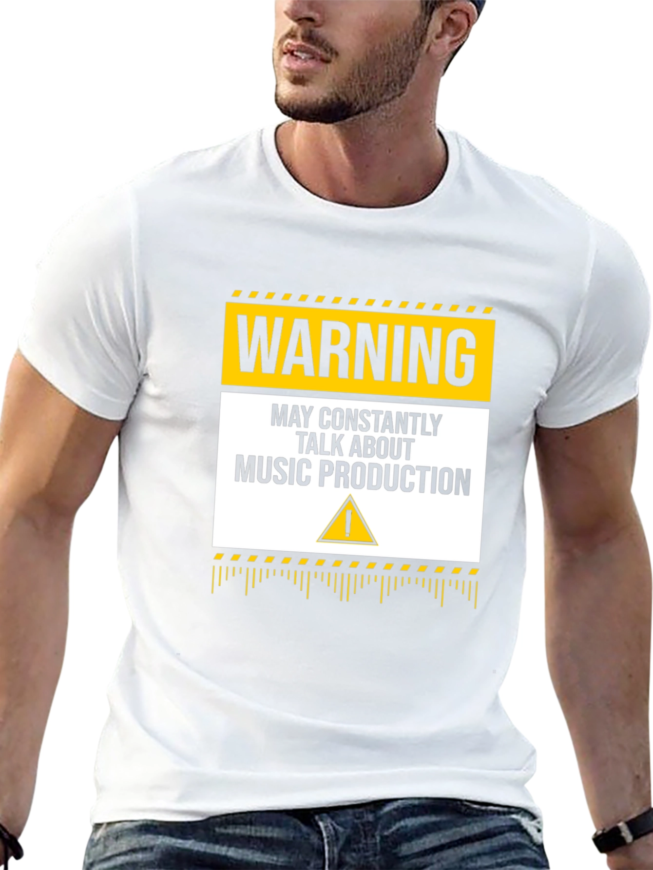 Black Warning Music Production T-Shirt view 13