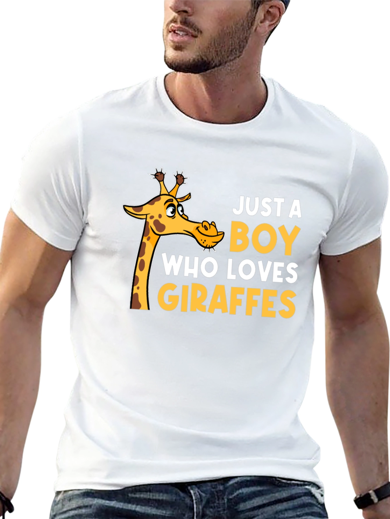 Black Just a Boy Who Loves Giraffes T-Shirt - Black view 13