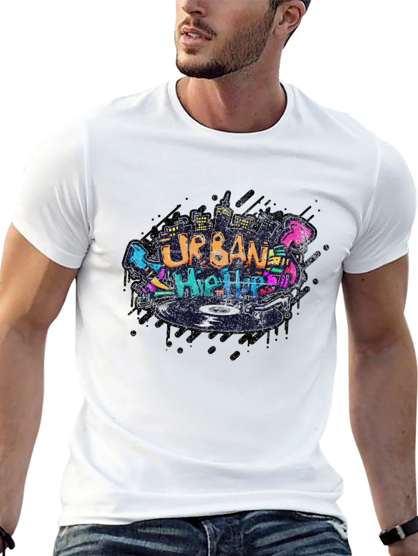 Black Urban Hip Hop Graphic Black T-Shirt view 13