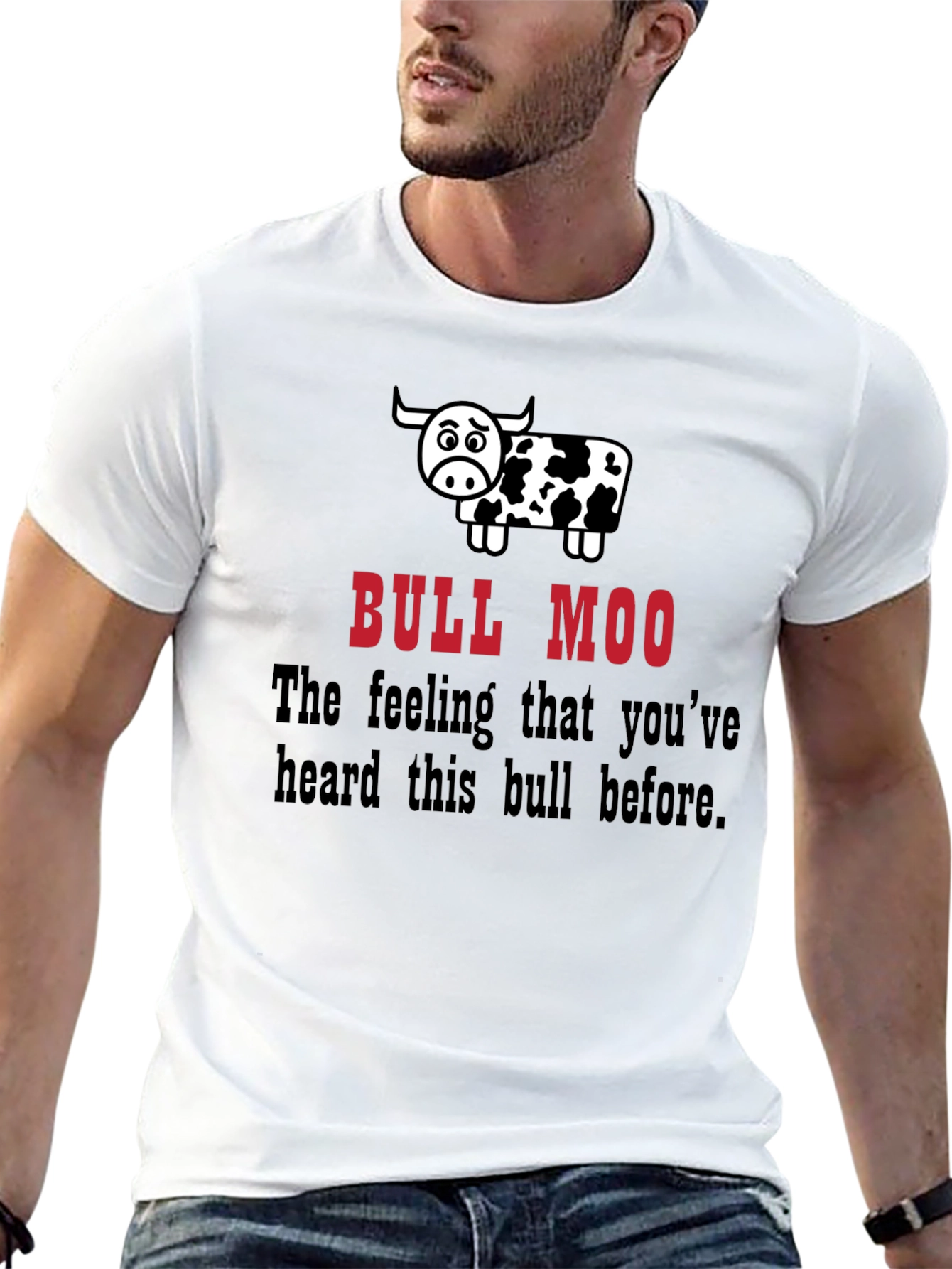 Black Bull Moo Funny Graphic T-Shirt - Novelty Humor Tee view 13