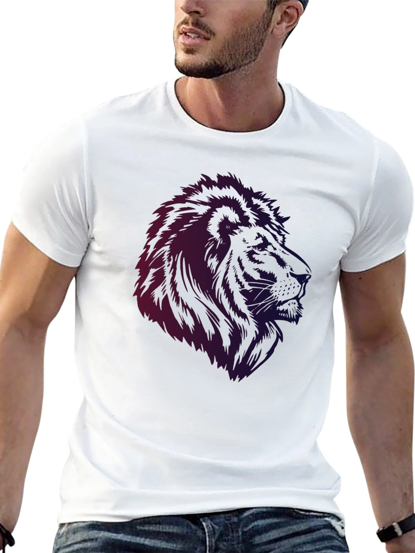 Black Lion Graphic Black T-Shirt - Men's Casual Tee view 13