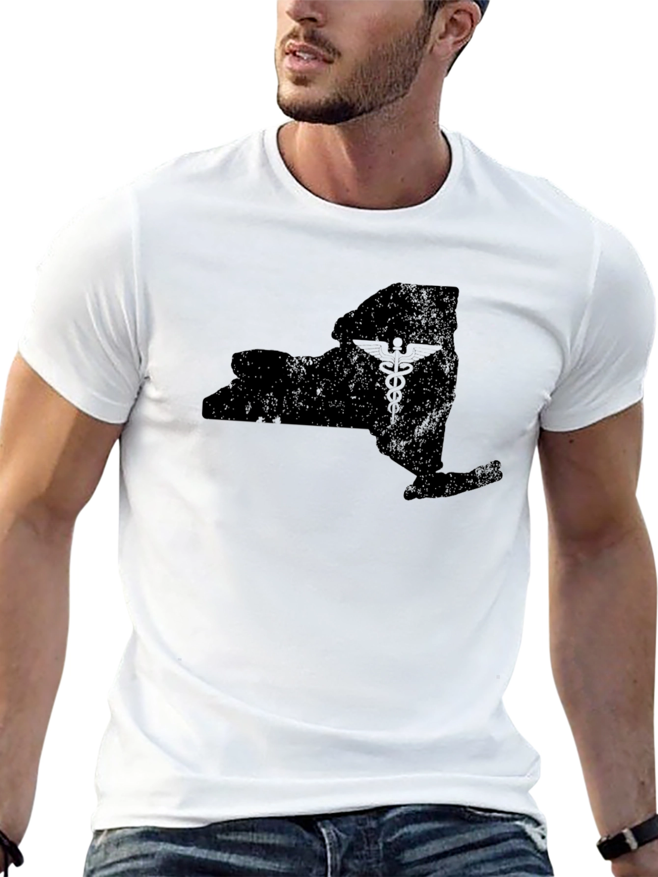 Black New York State Medical Symbol Tee view 13