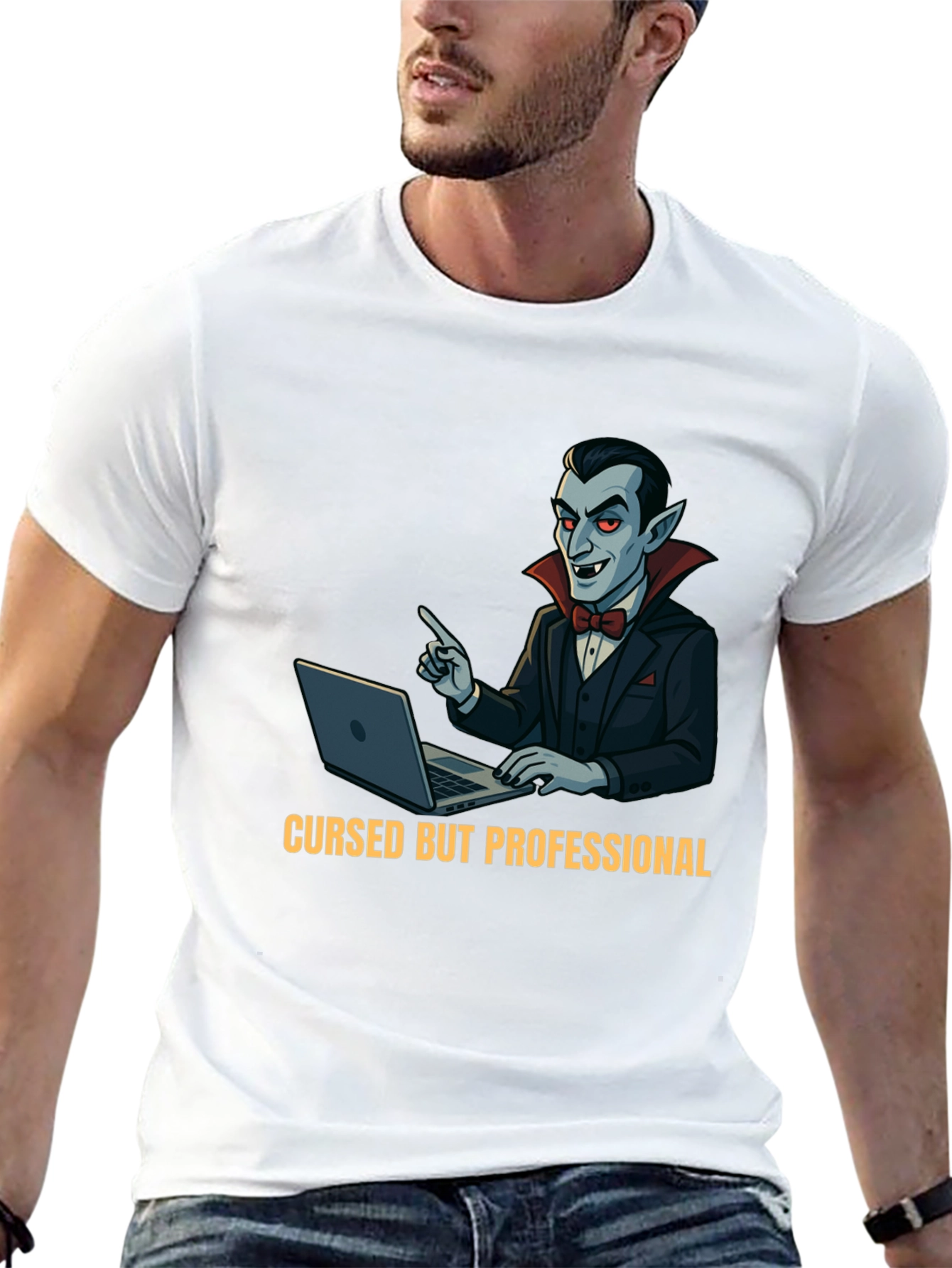 Black Cursed But Professional Vampire T-Shirt view 13