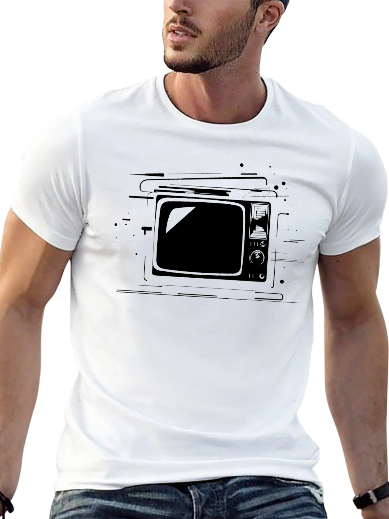 Black Retro TV Graphic Tee - Black view 13