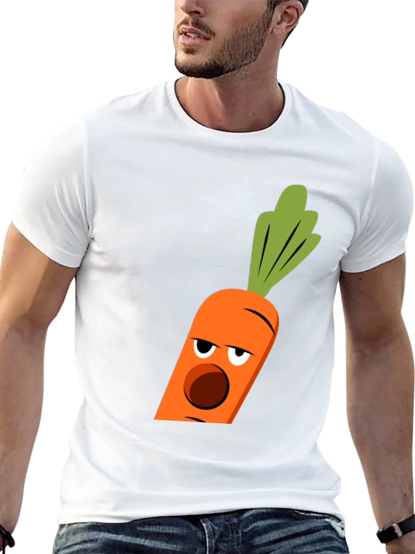 Black Funny Carrot Face Graphic Tee - Black Cotton Blend T-Shirt view 13