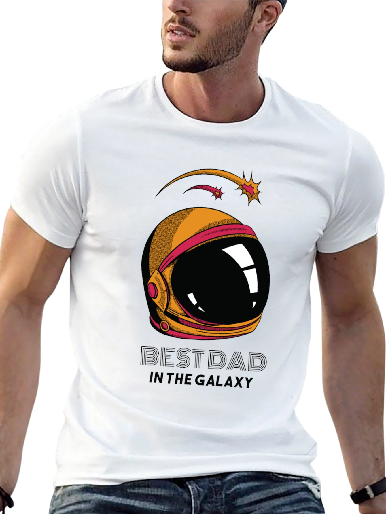 Black Best Dad Galaxy T-Shirt - Space Helmet Graphic Tee view 13