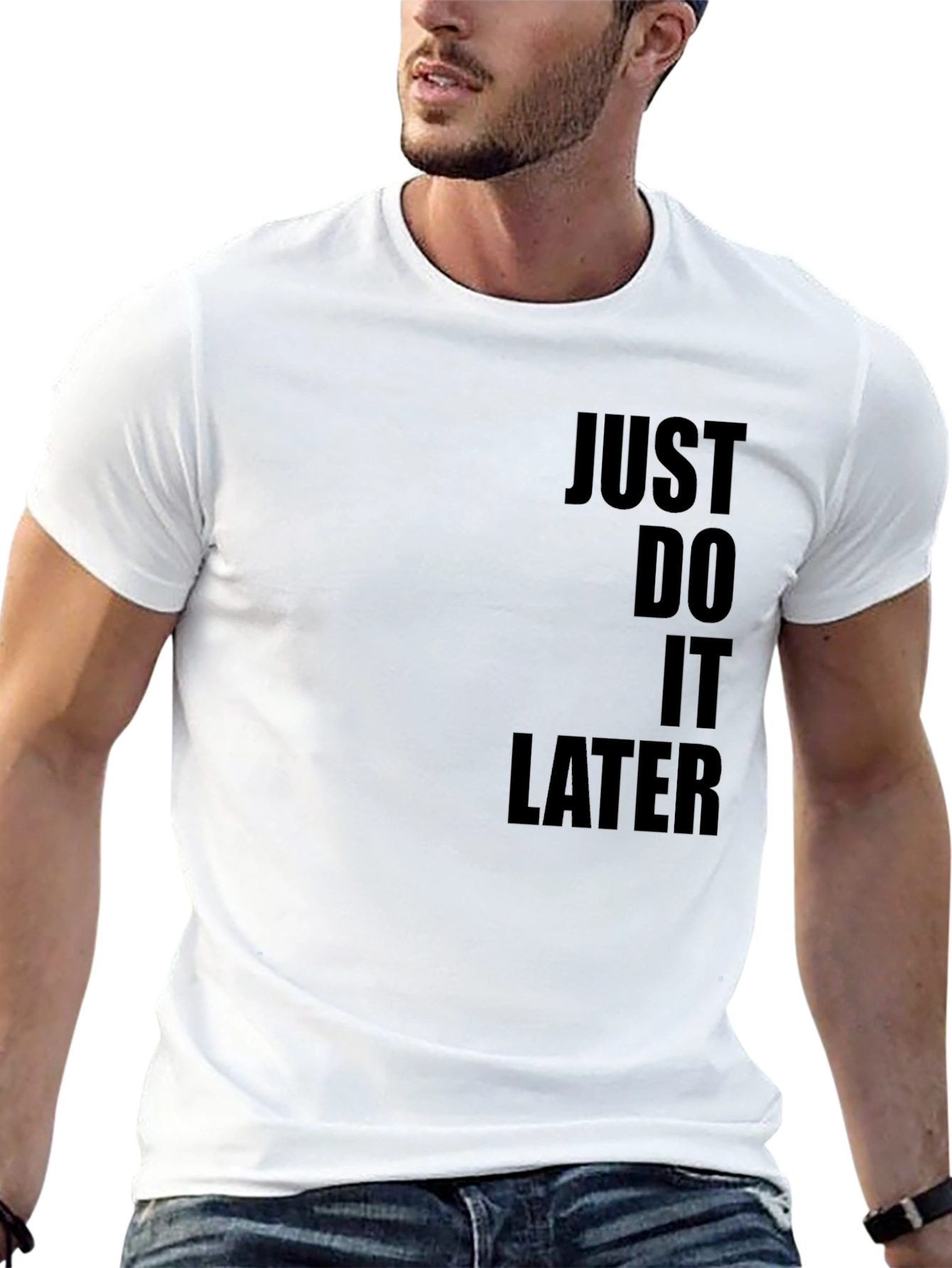 Black Just Do It Later T-Shirt - Black Graphic Tee view 13