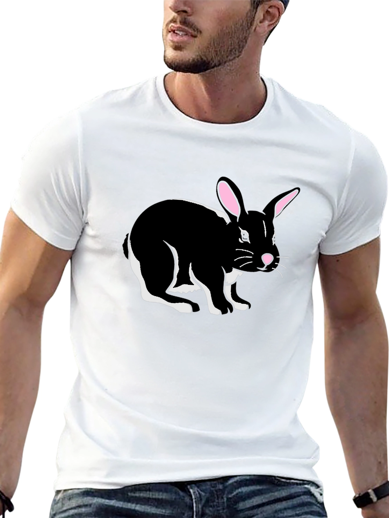Black Black Rabbit Graphic Tee - Men's Stylish Crew Neck T-Shirt view 13