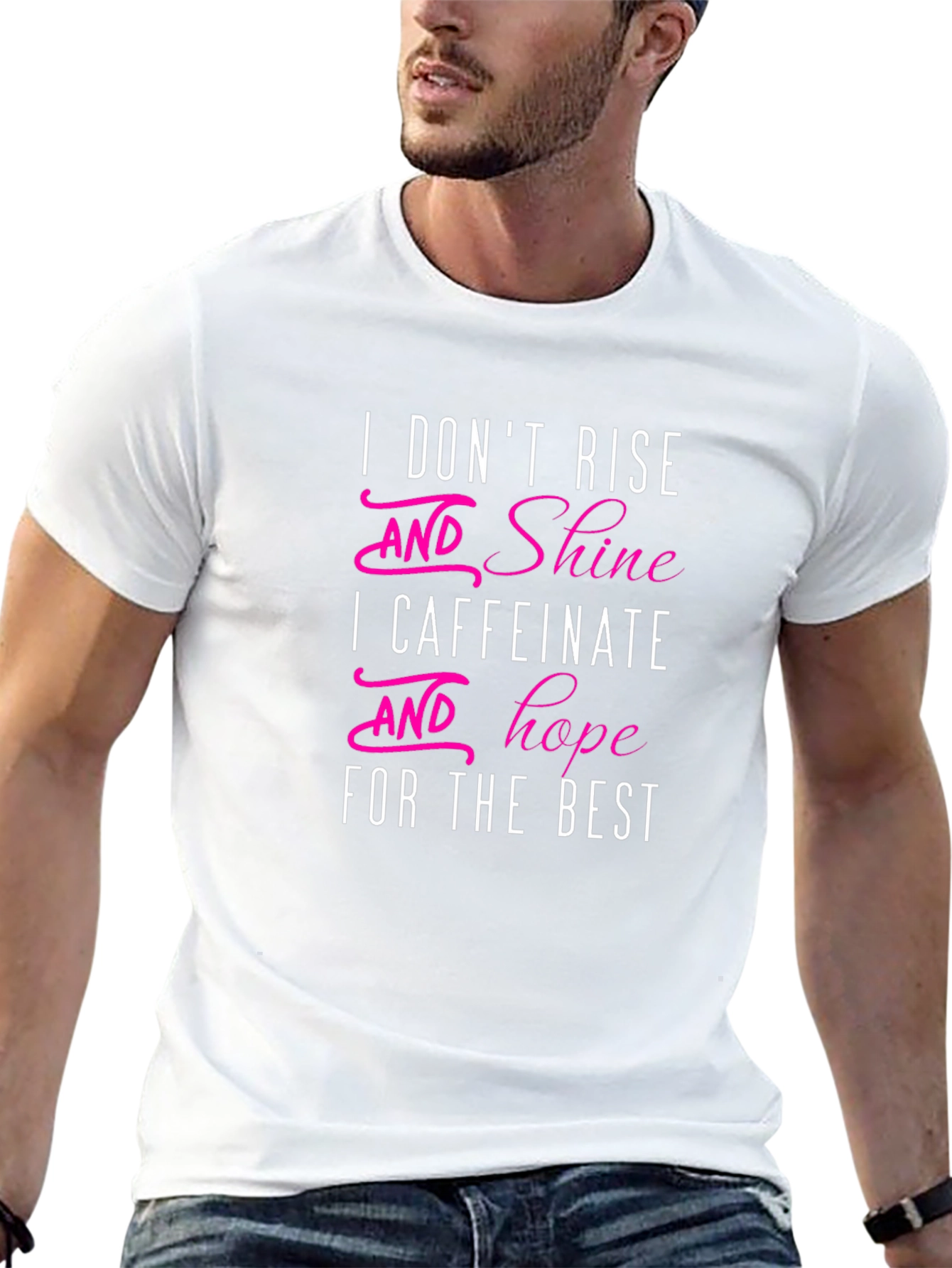 Black Humorous Caffeine T-Shirt - I Caffeinate and Hope view 13