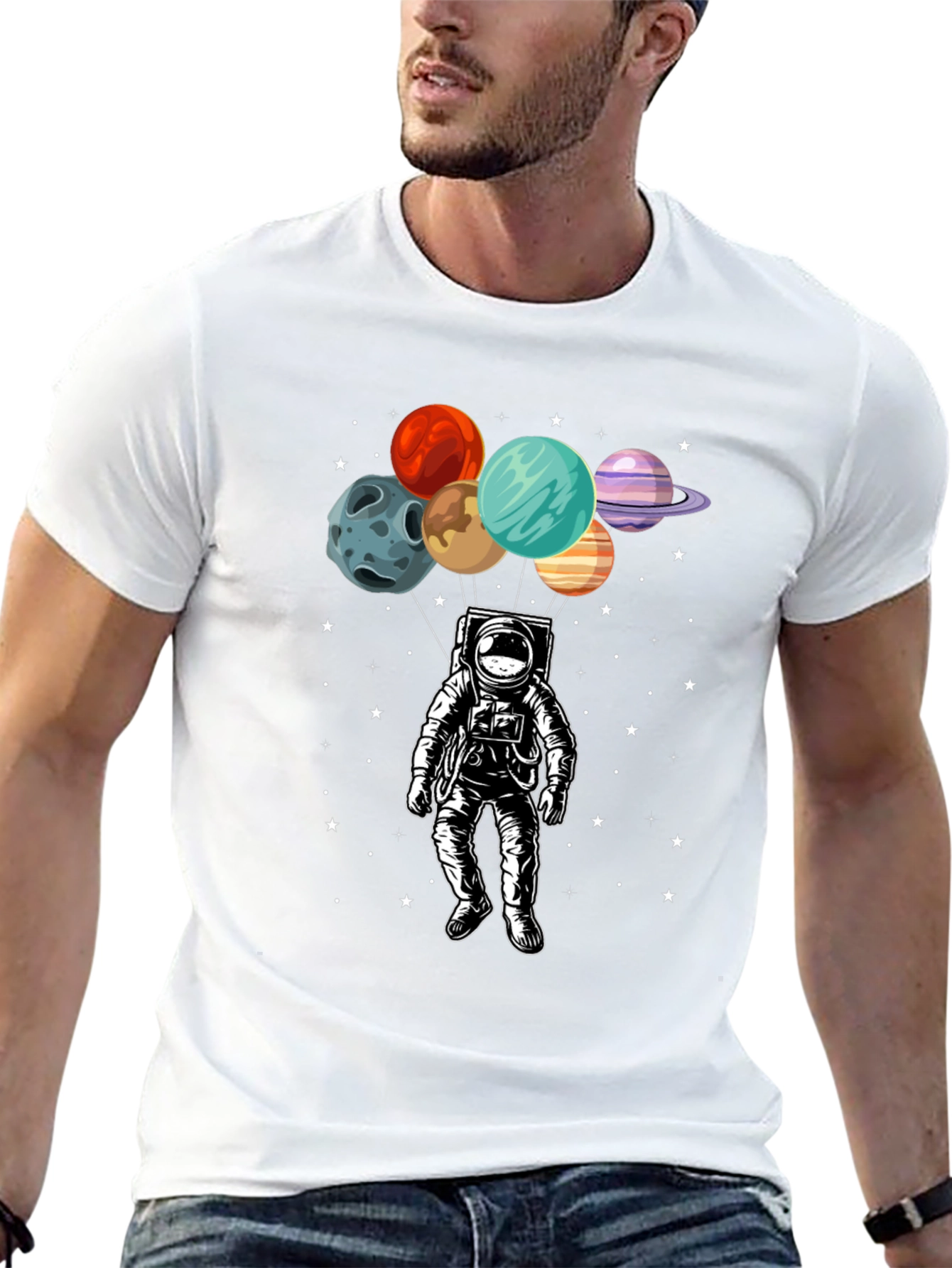 Black Astronaut Planets Graphic T-Shirt - Space Adventure view 13