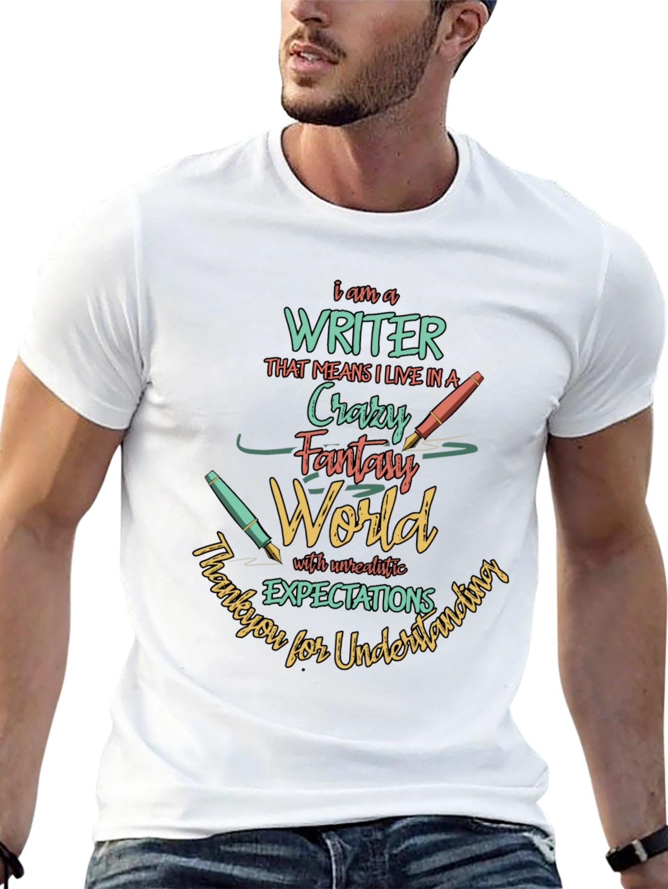 Black Writer T-Shirt: Crazy Fantasy World view 13