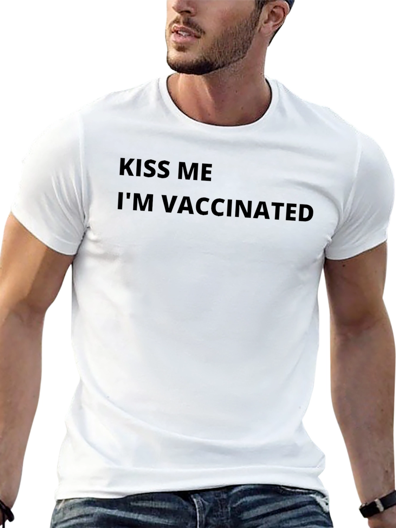 Black Kiss Me I'm Vaccinated Graphic T-Shirt view 13