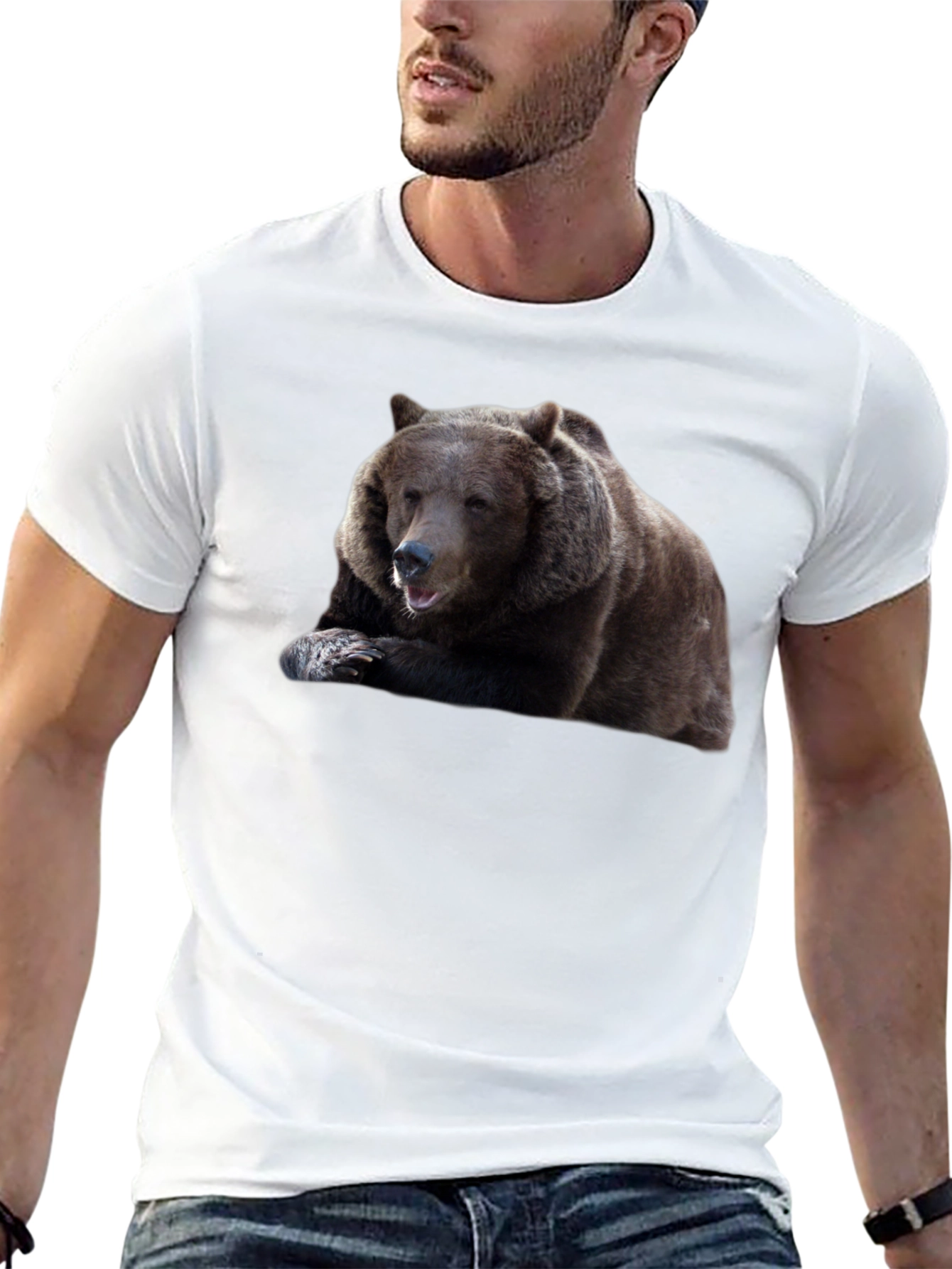 Black Bear Graphic Tee - Men's Black Cotton T-Shirt view 13