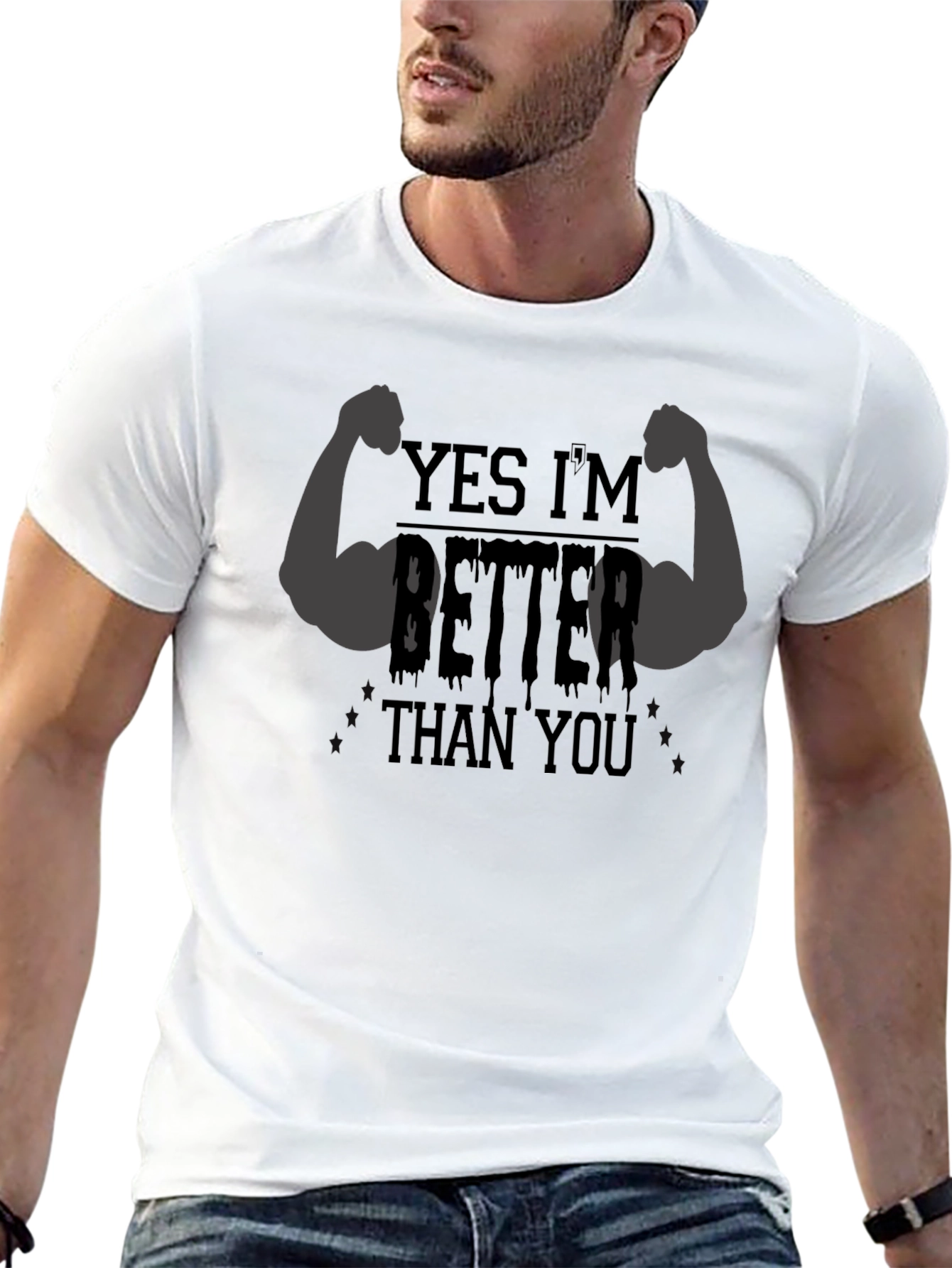 Black Yes I'm Better Than You Men's Black Graphic Tee view 13