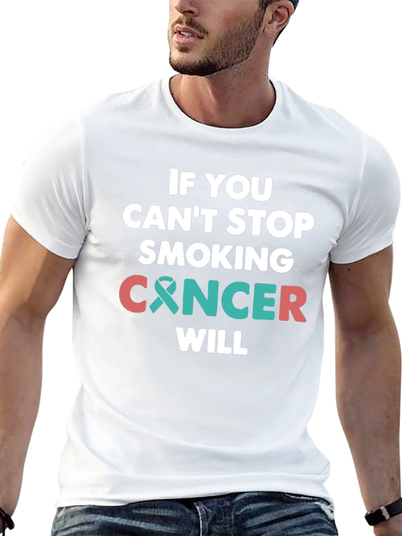 Black Stop Smoking Cancer Awareness T-Shirt view 13