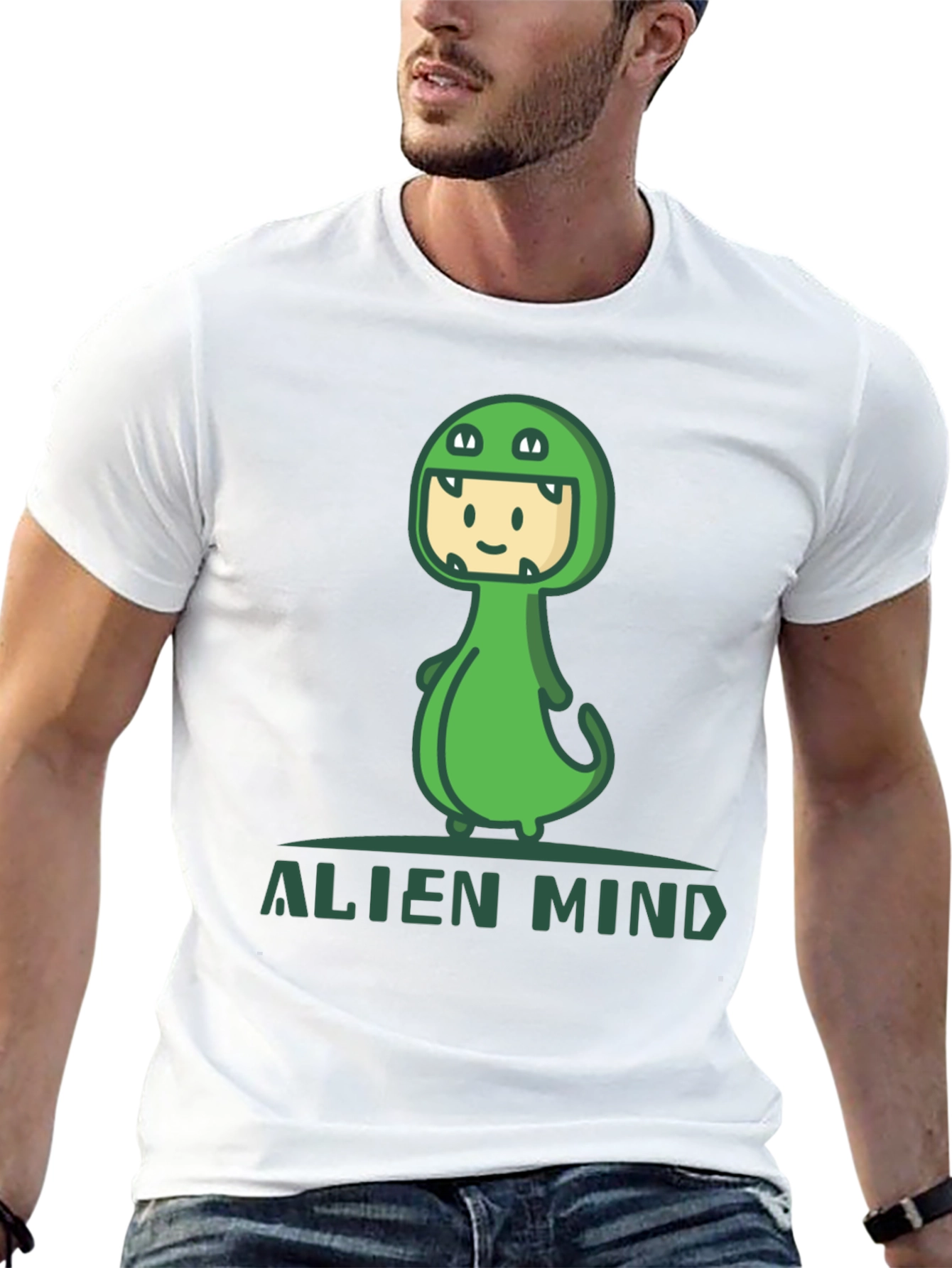 Black Alien Mind Dino Costume Graphic Tee view 13