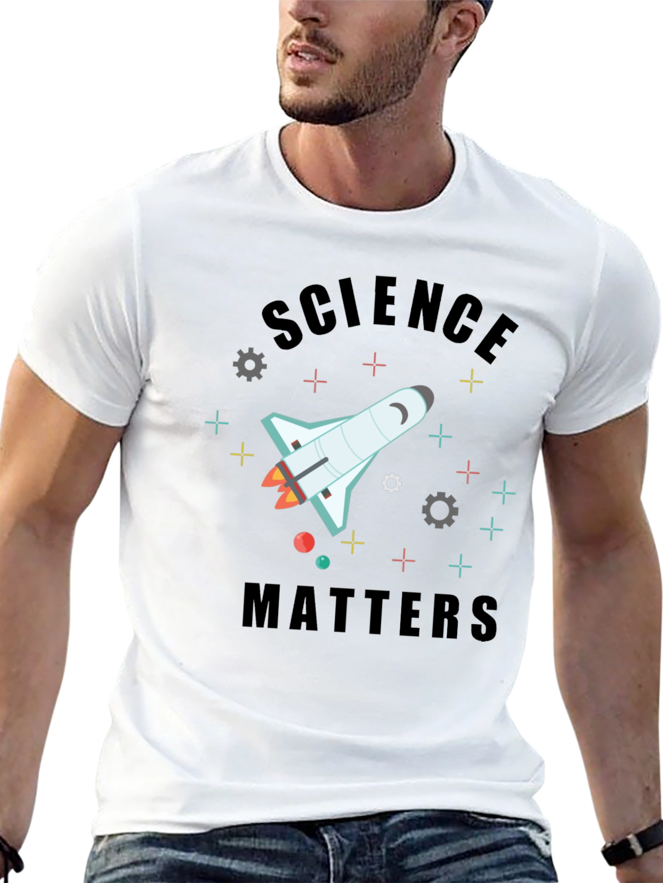 Black Science Matters Space Shuttle Graphic T-Shirt view 13