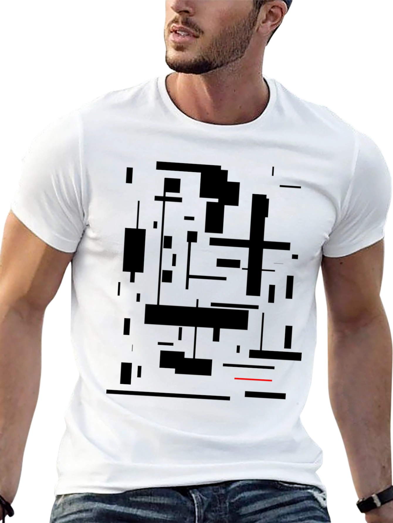 Black Modern Abstract Art Black Graphic Tee view 13