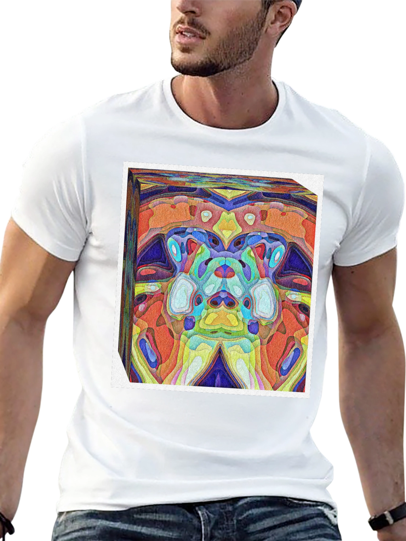 Black Abstract Art Print Tee - Vivid & Unique Design view 13