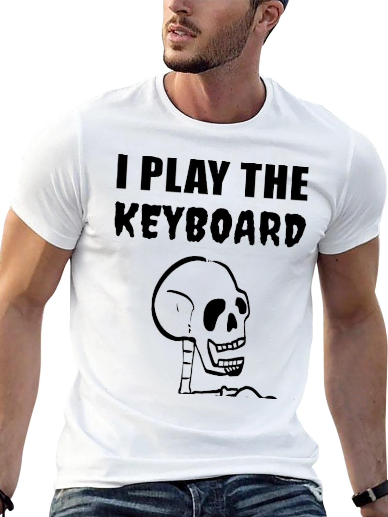 Black I Play the Keyboard Skeleton T-Shirt view 13