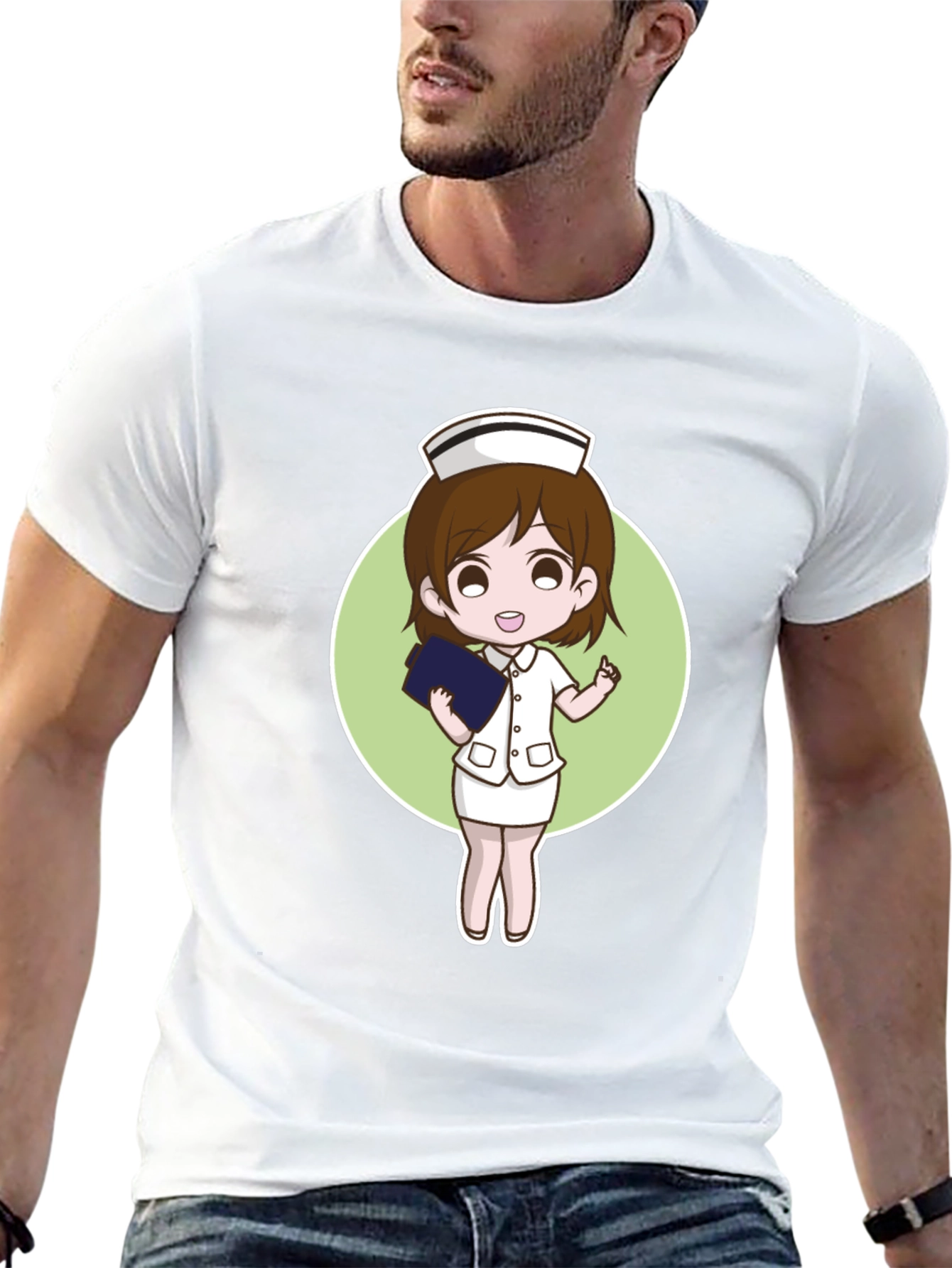 Cartoon Nurse Graphic Tee - Black - 13