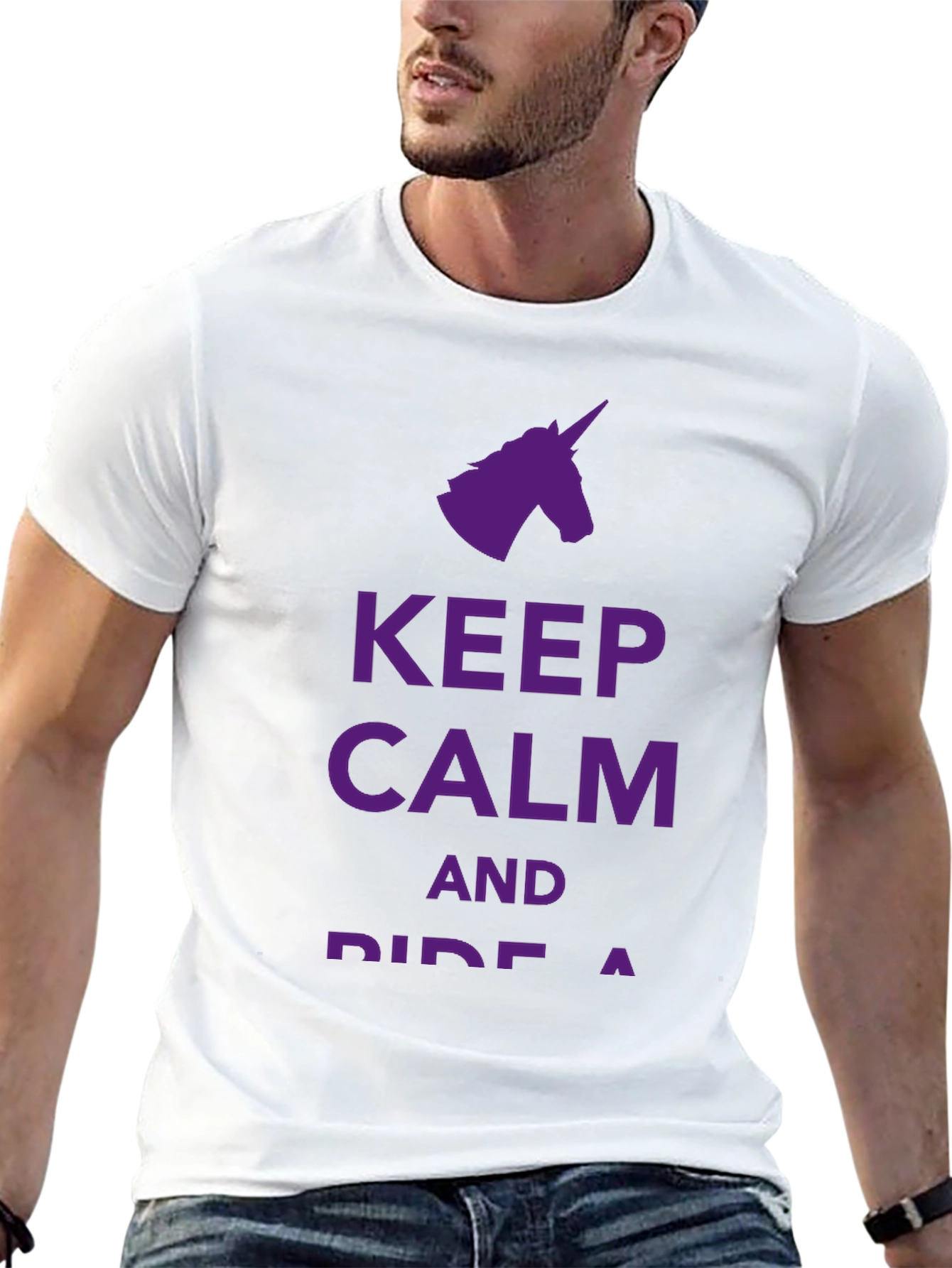 Black Keep Calm Ride A Unicorn Black T-Shirt view 13