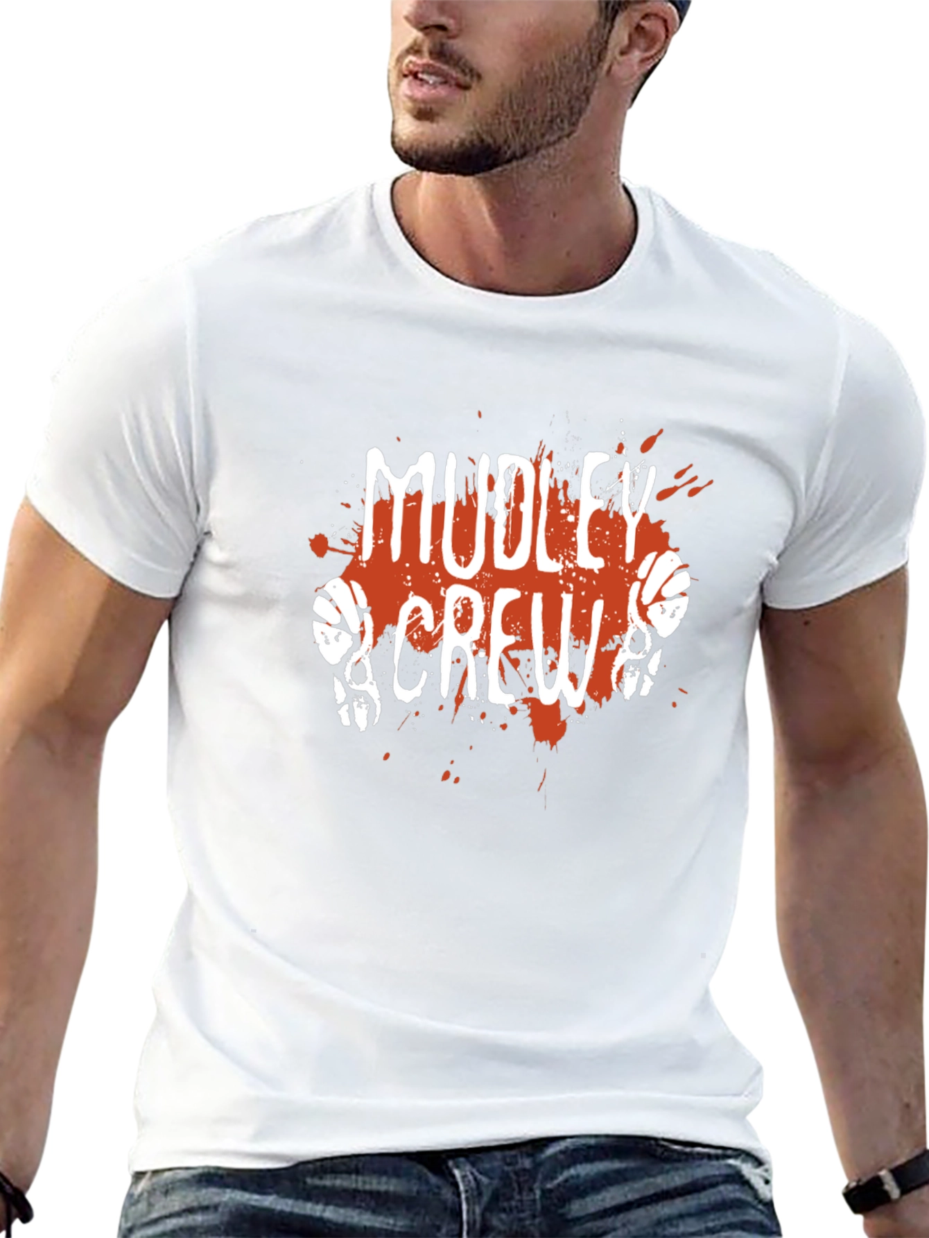 Black Mudley Crew Graphic T-Shirt - Basketball Skull Design view 13