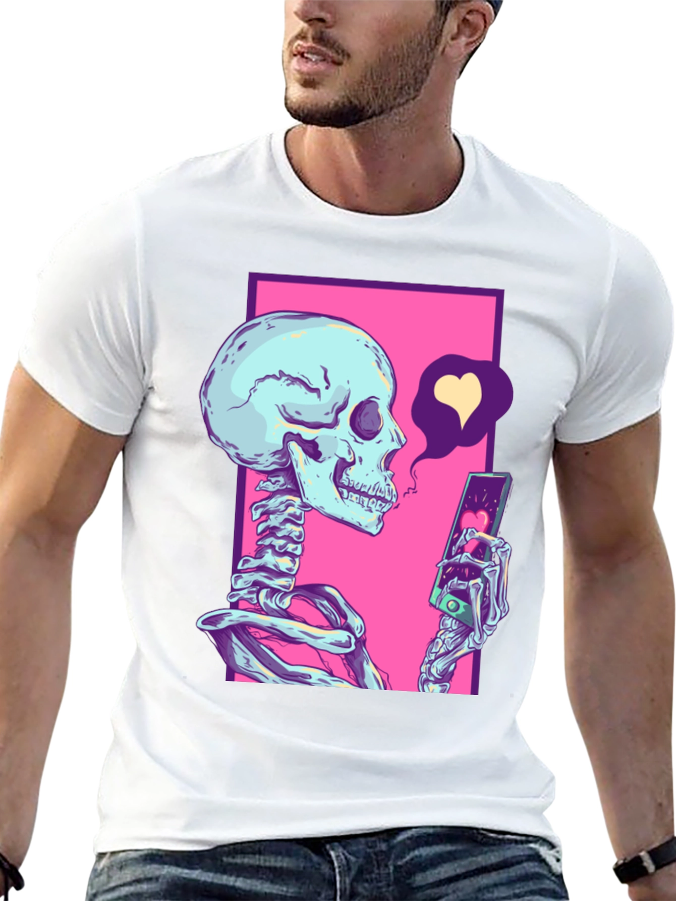 Black Trendy Skeleton Graphic T-Shirt view 13