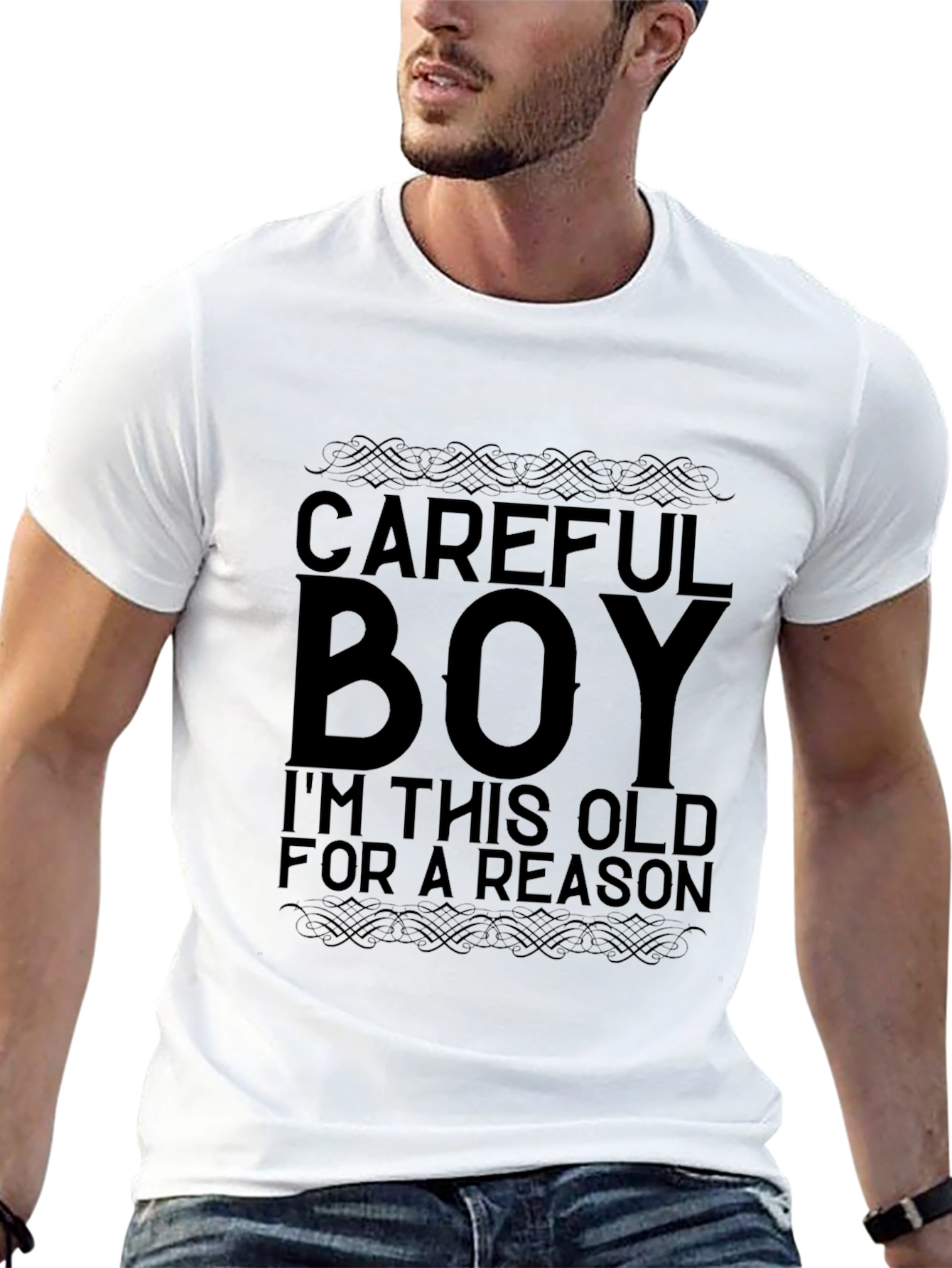 Black Careful Boy - Funny Sarcastic Men's Black T-Shirt view 13