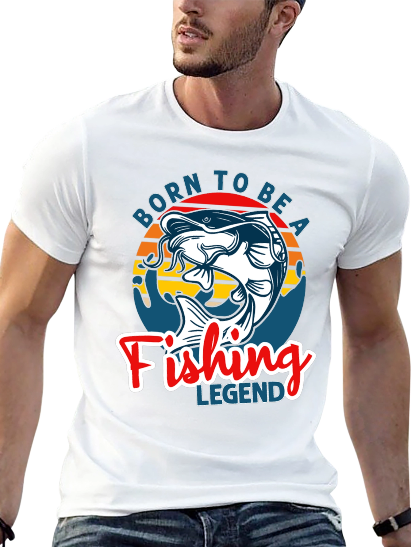 Black Born to Be a Fishing Legend Graphic Tee view 13