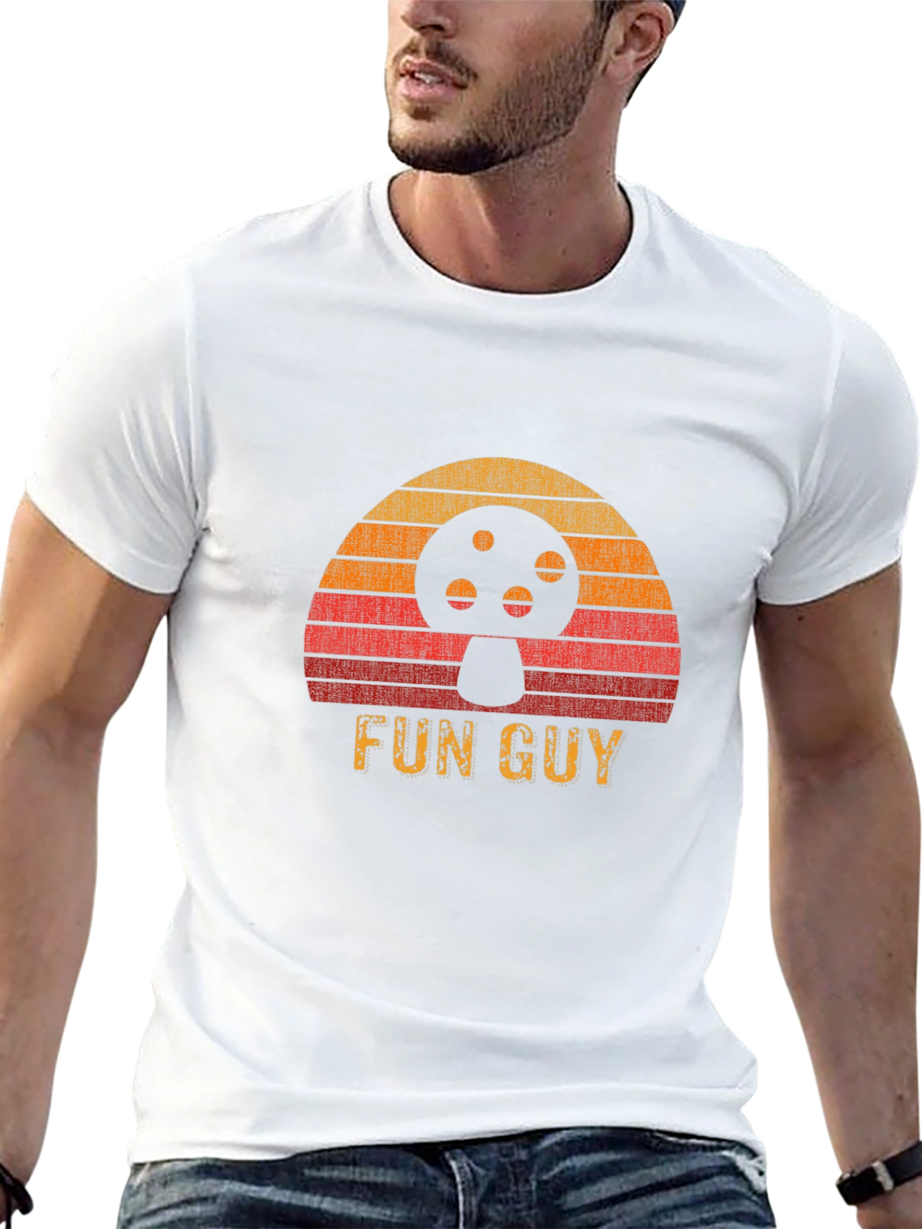 Black Retro Fun Guy Mushroom T-Shirt view 13
