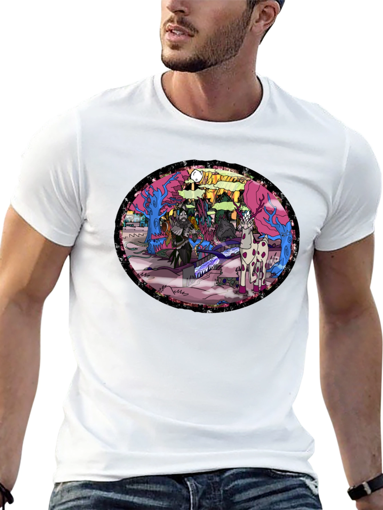 Black Fantasy Forest T-Shirt view 13