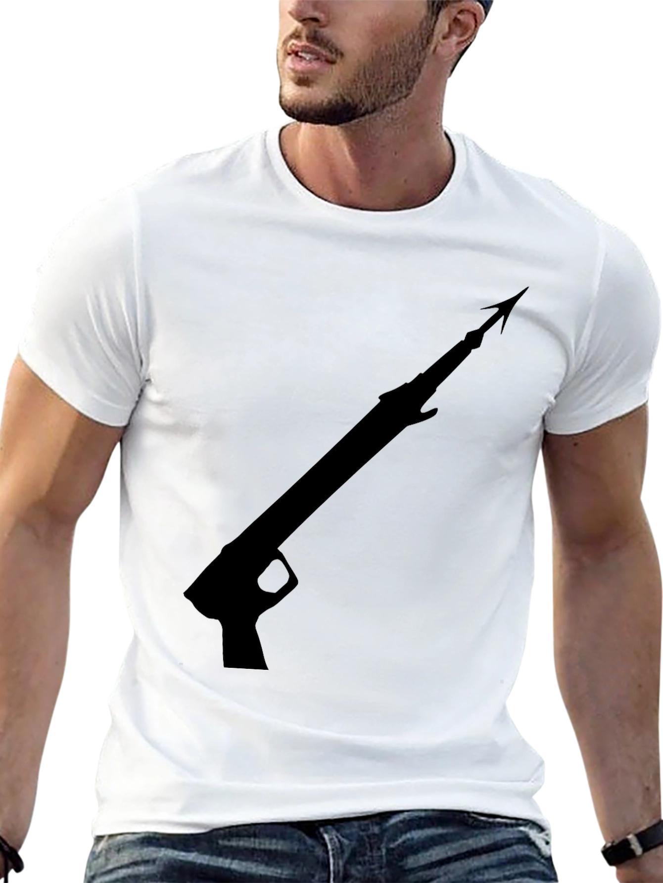 Black Speargun Graphic Tee - Black Cotton T-Shirt view 13