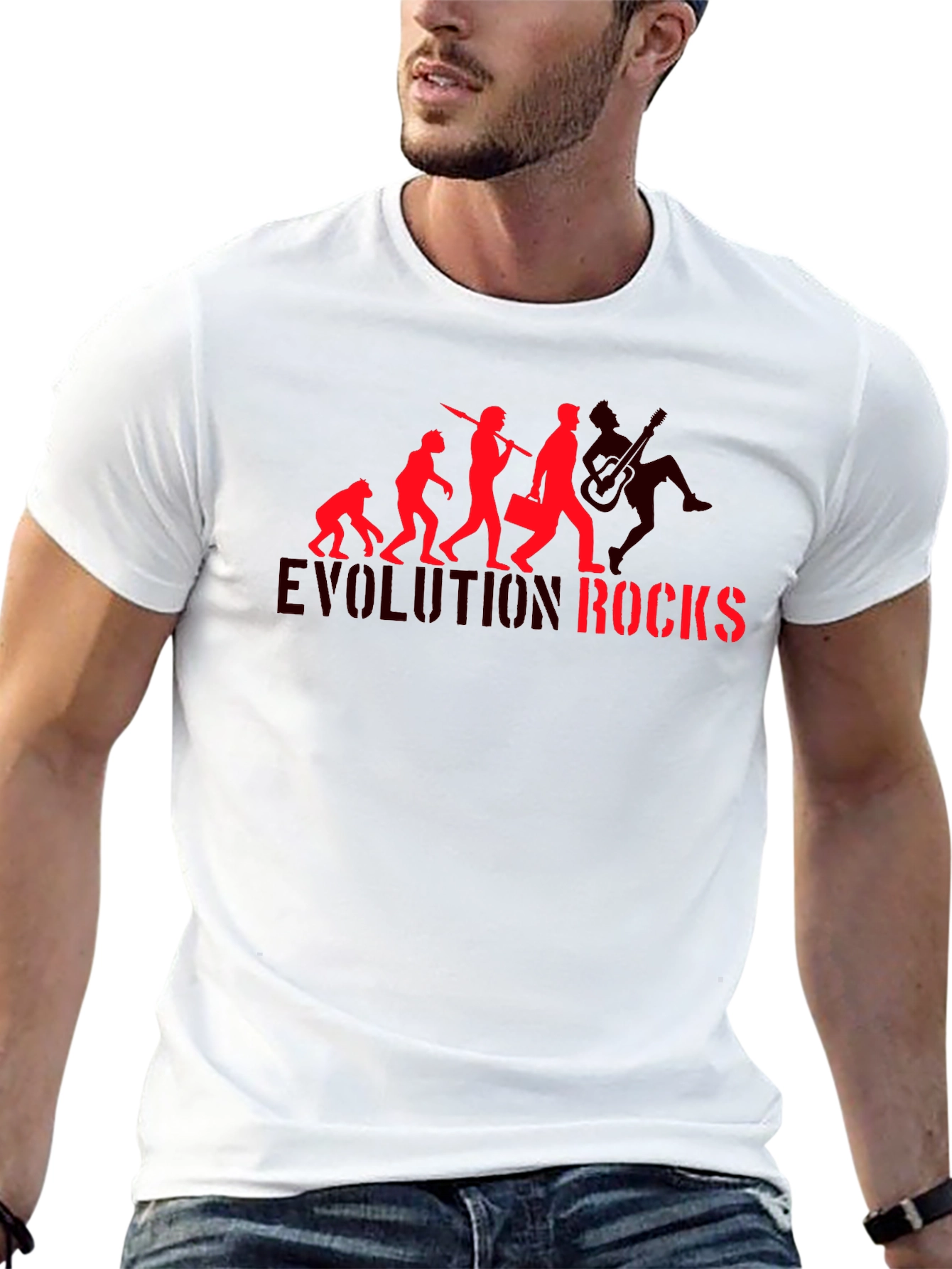 Black Evolution Rocks Graphic T-Shirt - Black Cotton Tee view 13