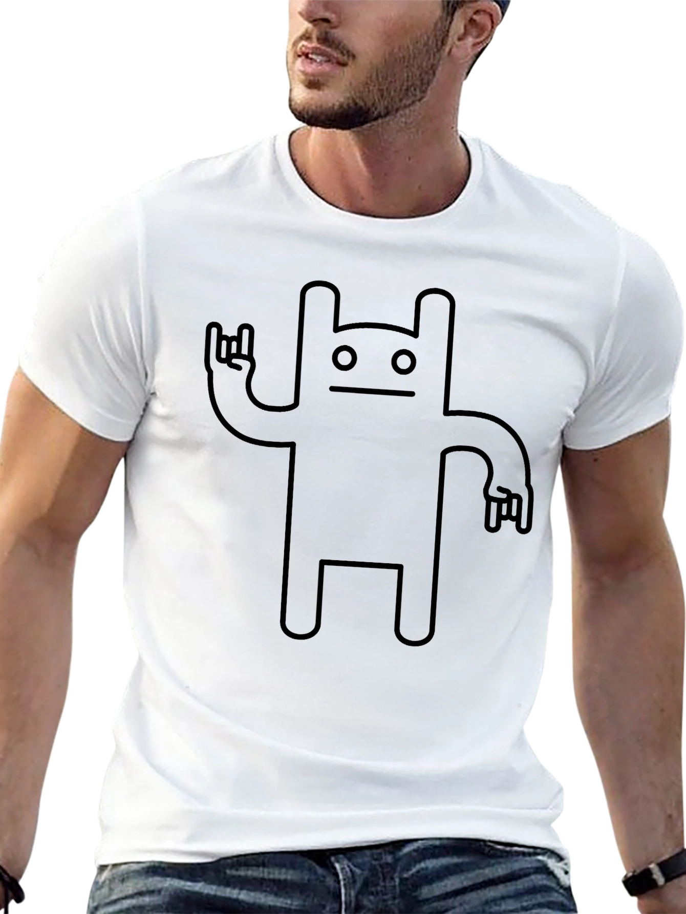 Black Cool Graphic T-Shirt - Rock On Robot Design view 13