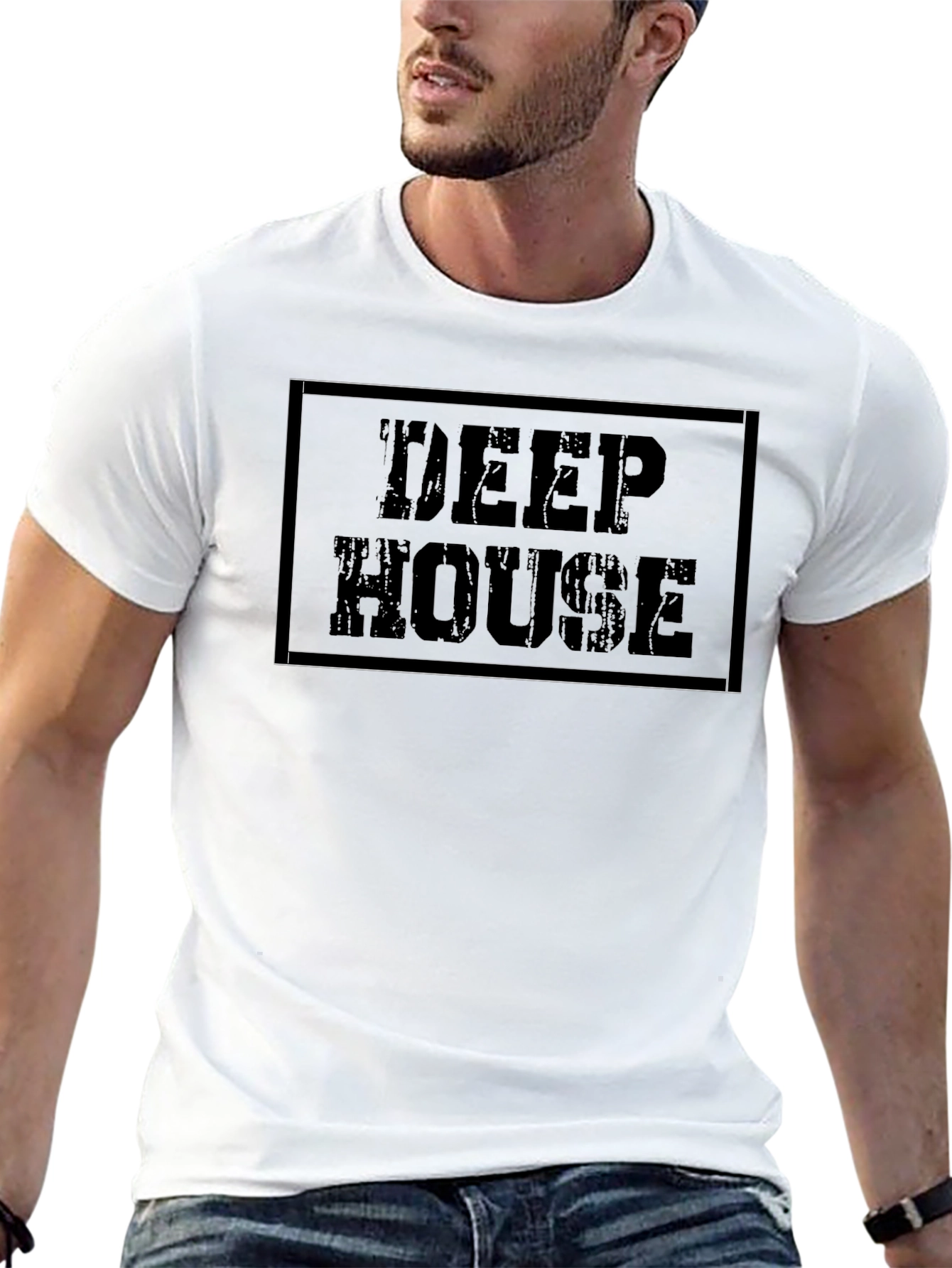 Black Deep House Music T-Shirt - Black Cotton Tee view 13