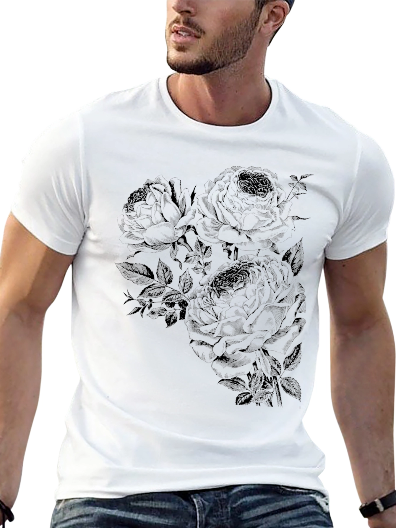 Black Black Rose Graphic T-Shirt - Casual Style view 13