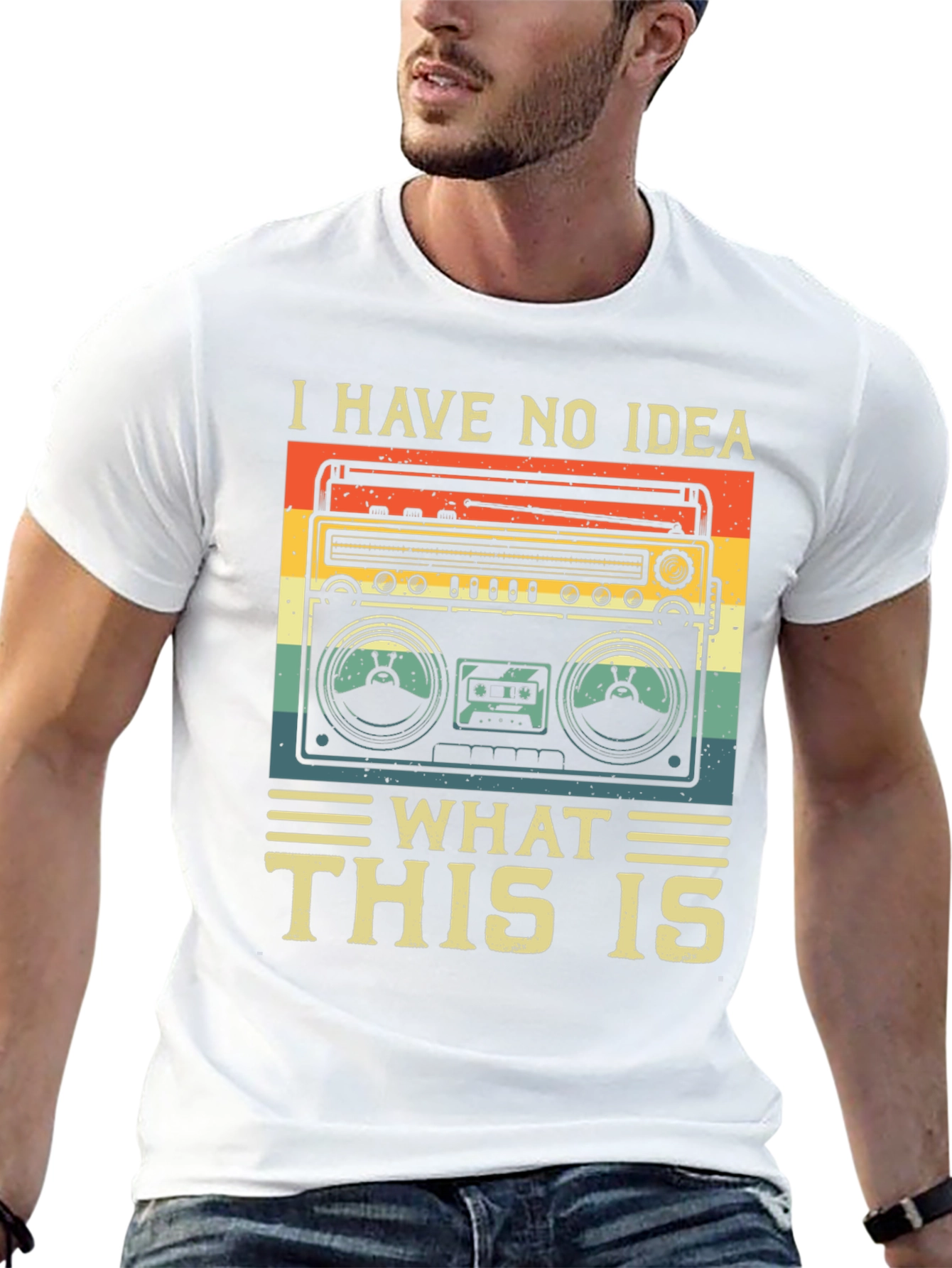 Black Retro Boombox Graphic T-Shirt - I Have No Idea What This Is view 13