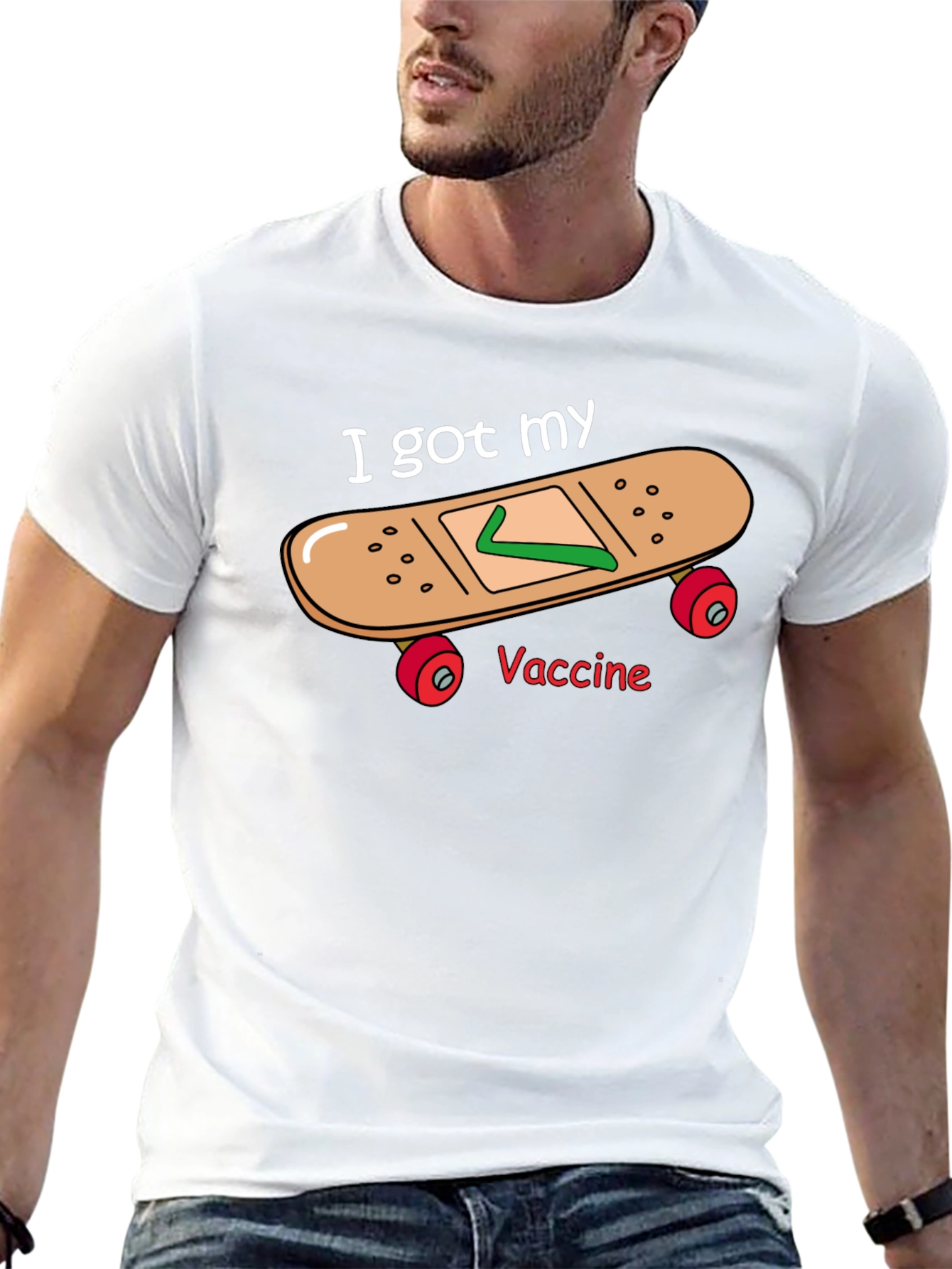 Black I Got My Vaccine Skateboard T-Shirt view 13
